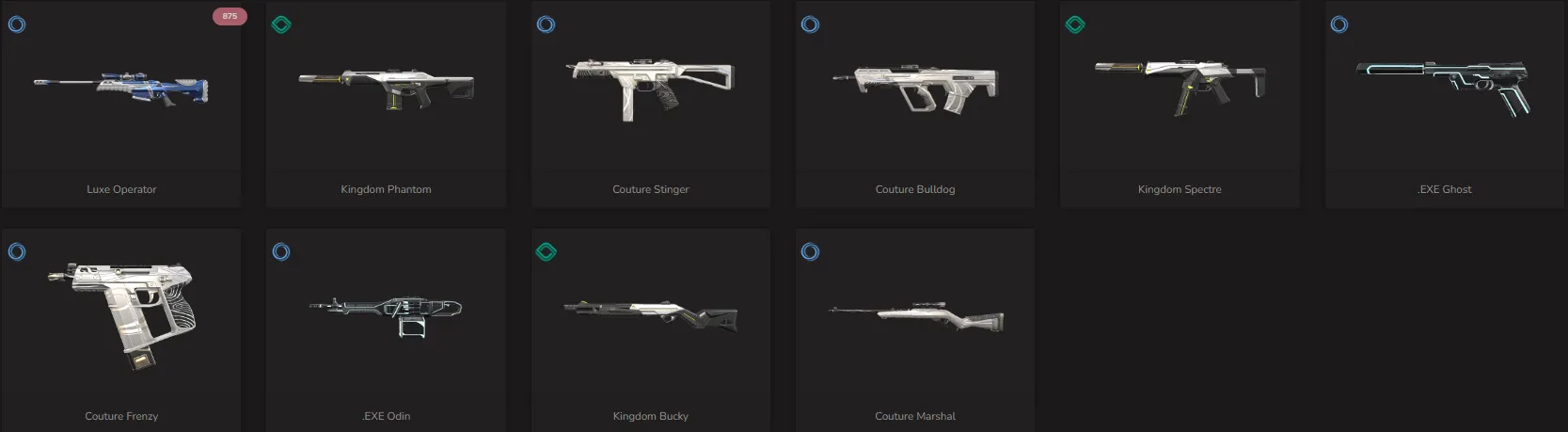 10 SKINS+LUXE OPERATOR+KINGDOM(PHANTOM+SPECTRE+BUCKY)+COUTURE(STINGER ...