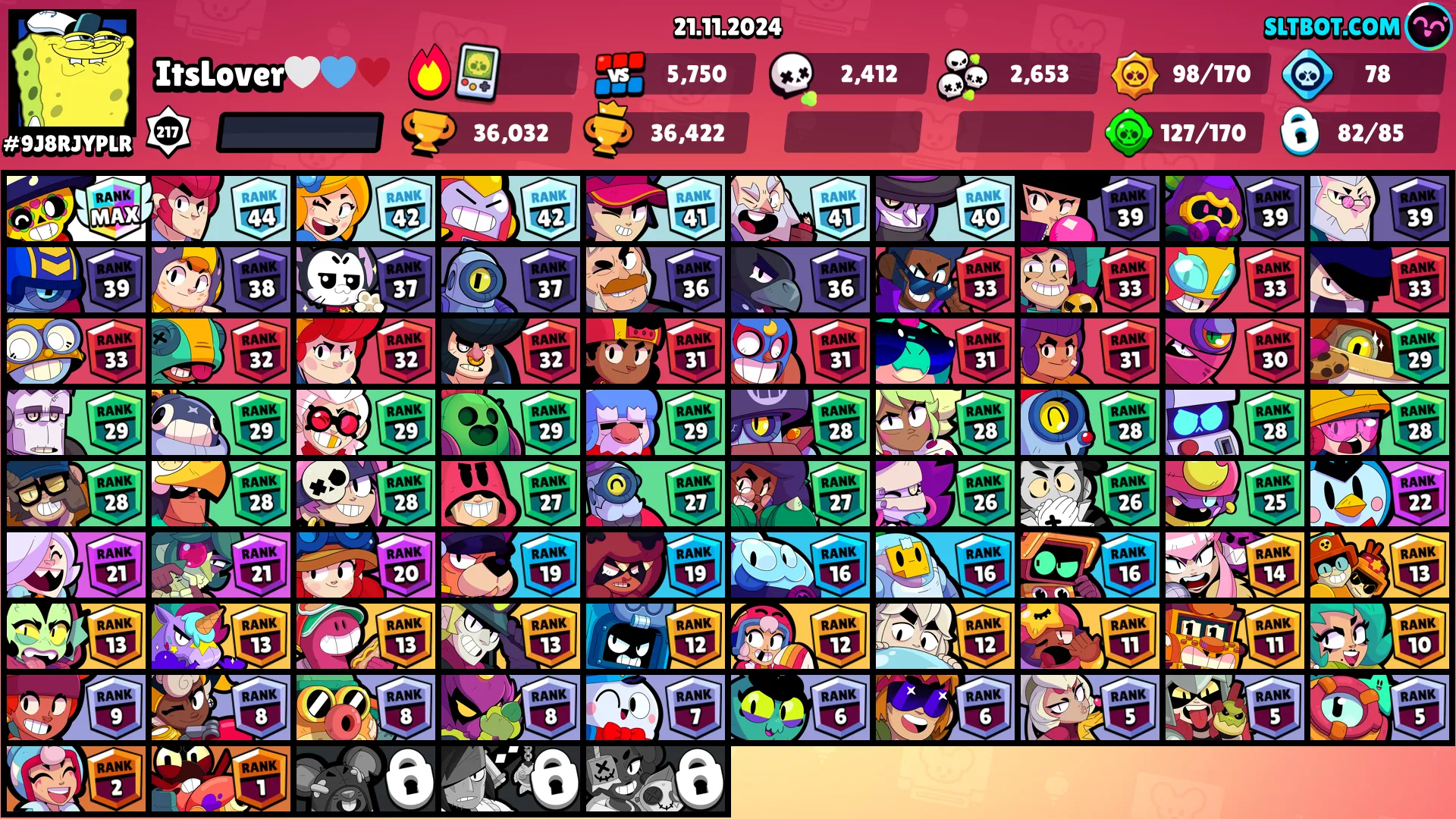 36.000 TROPHY ⭐ 82 BRAWLERS ⭐ 127 SKINS ⭐ 20 MAX ⭐ 9 HYPERCHARGE ⭐ INSTANT DELIVERY ⭐ FULL ACCESS ⭐ SEE SCREENSHOTS