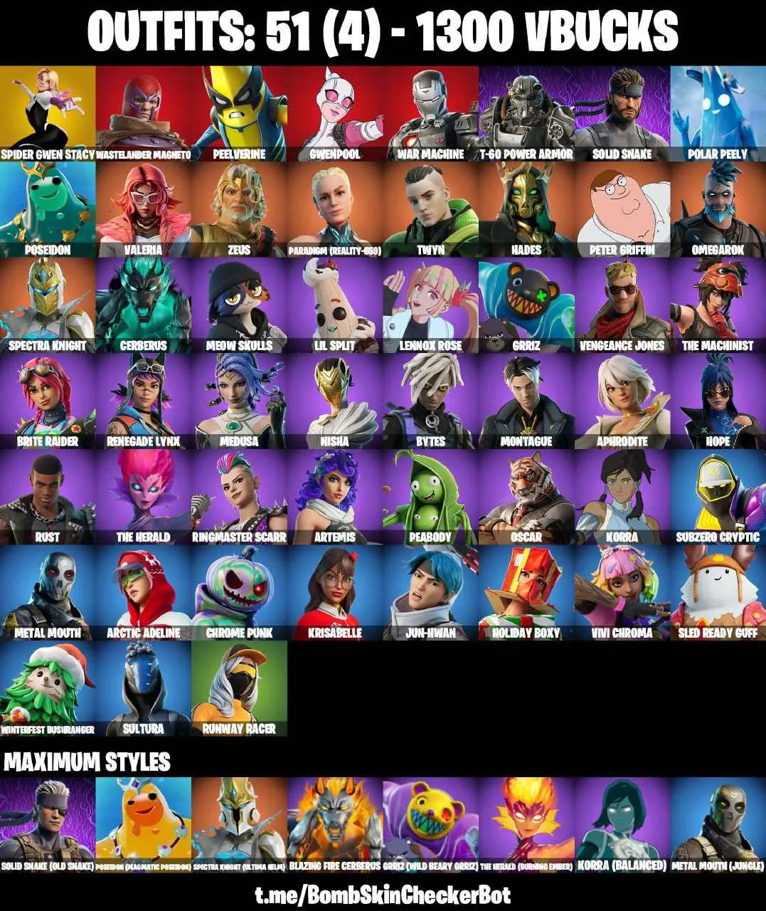 ❤️51 SKINS❤️SPIDER-GWEN STACY❤️ARTEMIS❤️HOPE❤️MEOW SKULLS❤️MEDUSA❤️BYTES❤️NISHA❤️ARCTIC ADELINE❤️POLAR PEELY❤️NEEDLE DROPPER❤️CAN PLAY ON PSN❤️XBOX❤️PC❤️NINTENDO❤️MOBILE❤️1300 VBUCKS❤️FULL EMAIL ACCESS❤️