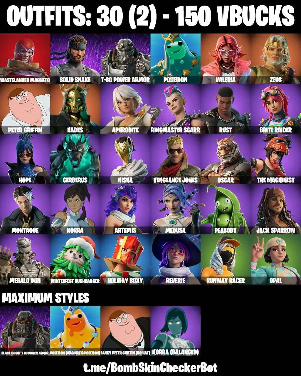 ❤️30 SKINS❤️REVERIE❤️ARTEMIS❤️HOPE❤️OPAL❤️RUNWAY RACER❤️APHRODITE❤️MEDUSA❤️ZEUS❤️NISHA❤️OSCAR❤️PETER GRIFFIN(MAX)❤️KORRA(MAX)❤️PEELY WHIP❤️CAN PLAY ON PSN❤️XBOX❤️PC❤️NINTENDO❤️MOBILE❤️150 VBUCKS❤️FULL EMAIL ACCESS❤️