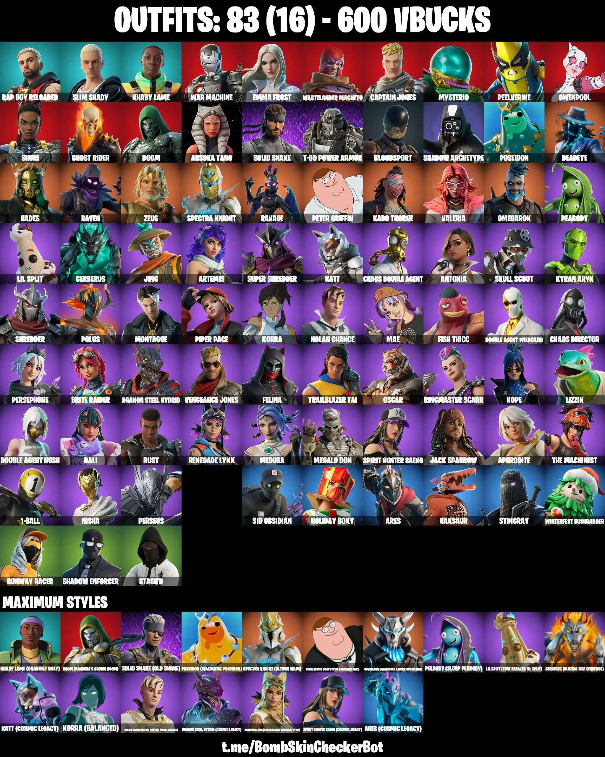 ❤️83 SKINS❤️GET GRIDDY❤️GHOST RIDER❤️AHSOKA TANO❤️BLODDSPORT❤️SHADOW ARCHETYPE❤️ARTEMIS❤️HOPE❤️SKULL SCOUT❤️MEDUSA❤️APHRODITE❤️PEELVERINE❤️SHADOW ENFORCER❤️STASHD❤️CAN PLAY ON PSN❤️XBOX❤️PC❤️NINTENDO❤️MOBILE❤️600 VBUCKS❤️FULL EMAIL ACCESS❤️
