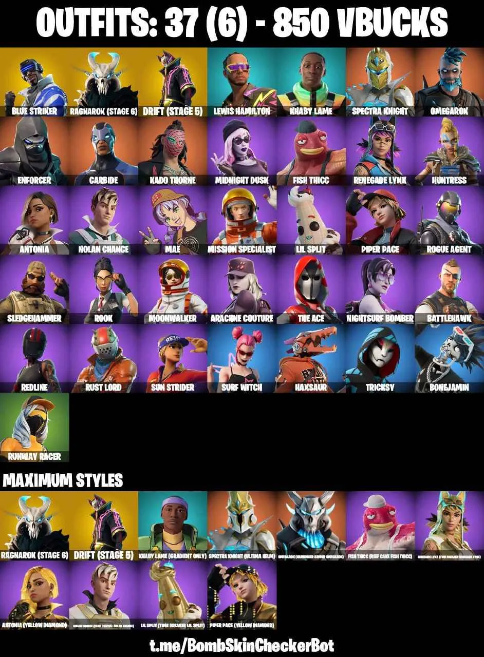 ❤️37 SKINS❤️TAKE THE L❤️GET GRIDDY❤️ROOK❤️DRIFT(STAGE 5)❤️RAGNAROK(STAGE 6)❤️SURF WITCH❤️MAE❤️FISH THICC❤️RUNWAY RACER❤️ICE BREAKER❤️SLULLY SCEPTRE❤️CAN PLAY ON PSN❤️XBOX❤️PC❤️NINTENDO❤️MOBILE❤️850 VBUCKS❤️FULL EMAIL ACCESS❤️