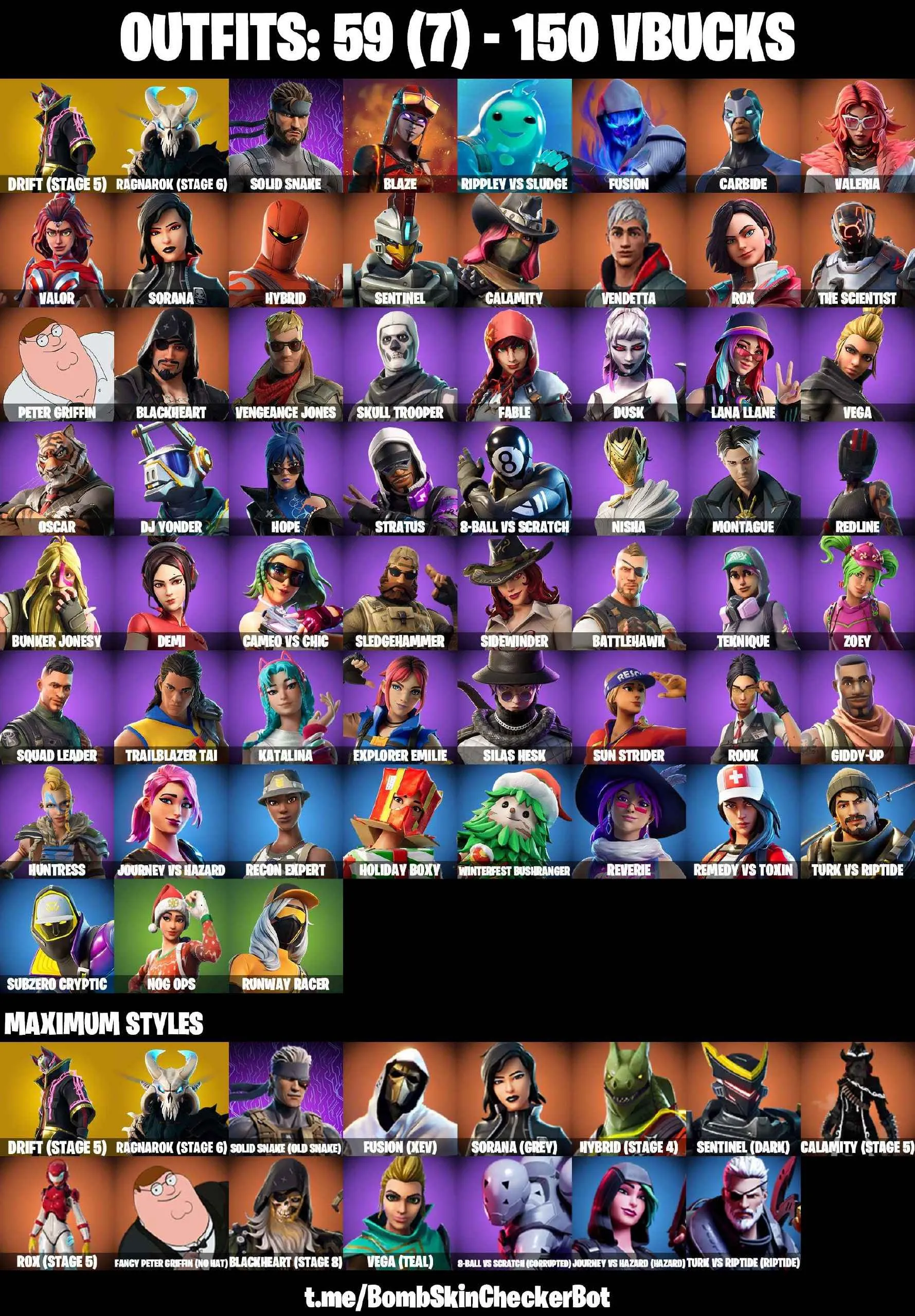 ❤️59 SKINS❤️SKULL TROOPER❤️ORANGE JUSTICE❤️ZOEY❤️ROOK❤️REVERIE❤️HOPE❤️DRIFT(STAGE 5)❤️RAGNAROK(STAGE 6)❤️8-BALL(MAX)❤️NOG OPS❤️TAKE THE ELF❤️CAN PLAY ON PSN❤️XBOX❤️PC❤️NINTENDO❤️MOBILE❤️150 VBUCKS❤️FULL EMAIL ACCESS❤️