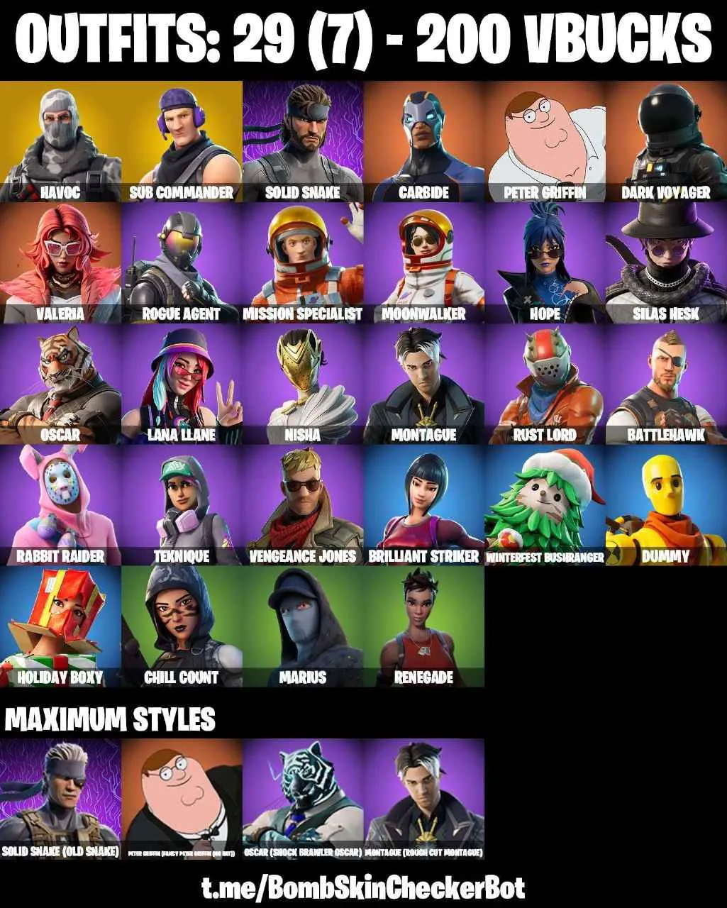 ❤️29 SKINS❤️TAKE THE L❤️ORANGE JUSTICE❤️HAVOC❤️SUB COMMANDER❤️DUMMY❤️HOPE❤️NISHA❤️MARIUS❤️RENEGADE❤️CHILL COUNT❤️SNOWFLAKE❤️RUST BUCEKT❤️ICE BREAKER❤️CAN PLAY ON PSN❤️XBOX❤️PC❤️NINTENDO❤️MOBILE❤️200 VBUCKS❤️FULL EMAIL ACCESS❤️