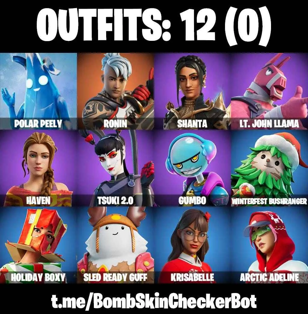 ❤️12 SKINS❤️REAL SLIM SHADY❤️TSUKI 2.0❤️POLAR PEELY❤️GUMBO❤️HAVEN❤️RONIN❤️SHANTA❤️CAN PLAY ON PSN❤️XBOX❤️PC❤️NINTENDO❤️MOBILE❤️100 VBUCKS❤️FULL EMAIL ACCESS❤️