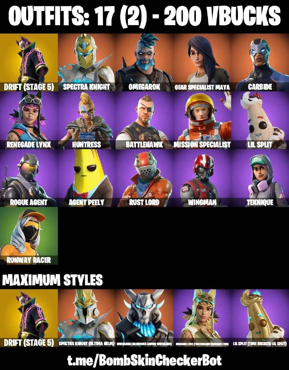 ❤️17 SKINS❤️TAKE THE L❤️ORANGE JUSTICE❤️MAYA❤️AGENT PEELY❤️DRIFT(STAGE 5)❤️ROGUE AGENT❤️TEKNIQUE❤️RUNWAY RACER❤️RUST BUCKET❤️ICE BREAKER❤️CAN PLAY ON PSN❤️XBOX❤️PC❤️NINTENDO❤️MOBILE❤️200 VBUCKS❤️FULL EMAIL ACCESS❤️