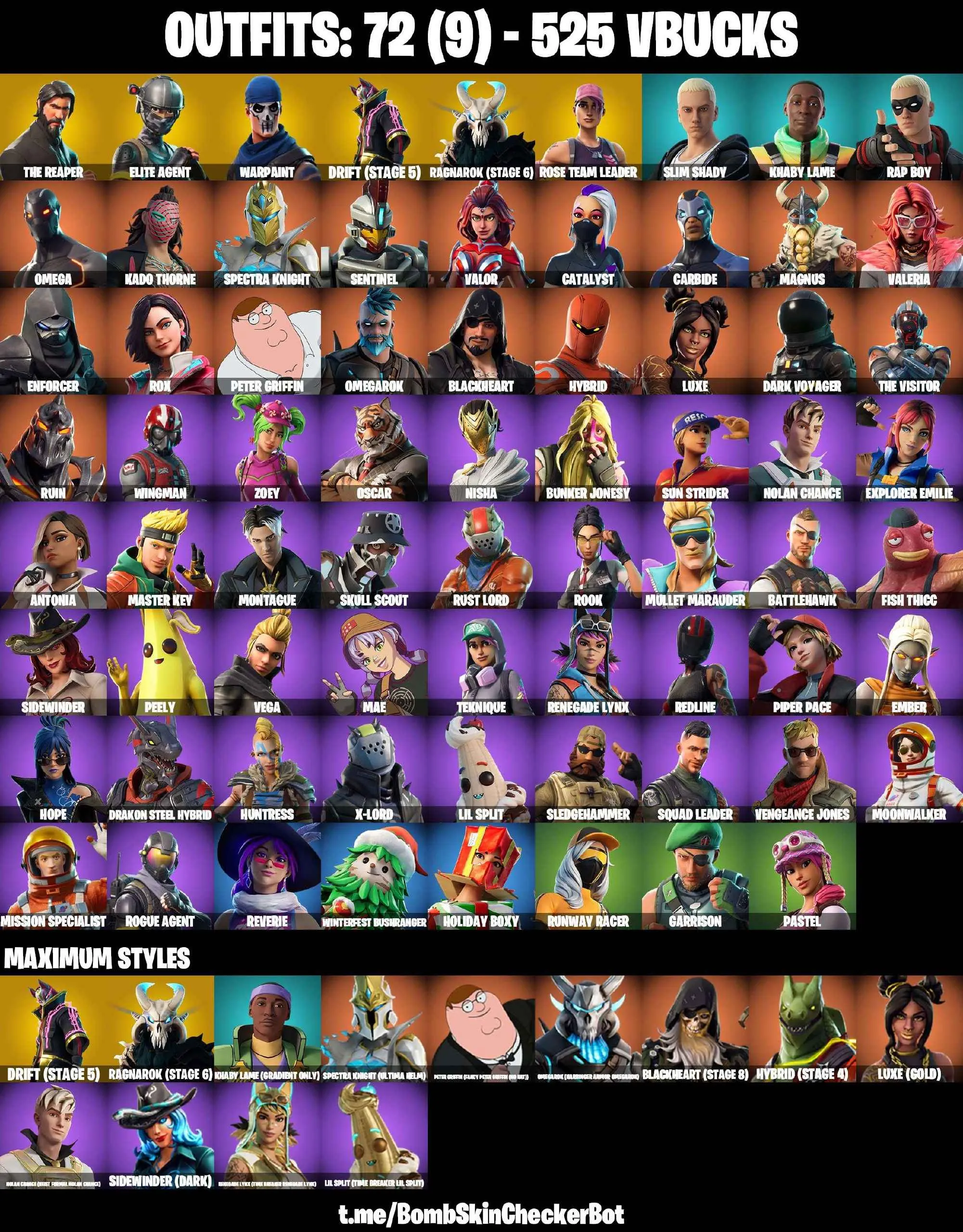 ❤️72 SKINS❤️TAKE THE L❤️THE REAPER❤️ELITE AGENT❤️OG STW❤️OMEGA❤️ORANGE JUSTICE❤️ZOEY❤️ROOK❤️REVERIE❤️HOPE❤️DRIFT(STAGE 5)❤️RAGNAROK(STAGE 6)❤️PEELY❤️SNOWFLAKE❤️RUST BUCKET❤️CAN PLAY ON PSN❤️XBOX❤️PC❤️NINTENDO❤️MOBILE❤️525 VBUCKS❤️FULL EMAIL ACCESS❤️