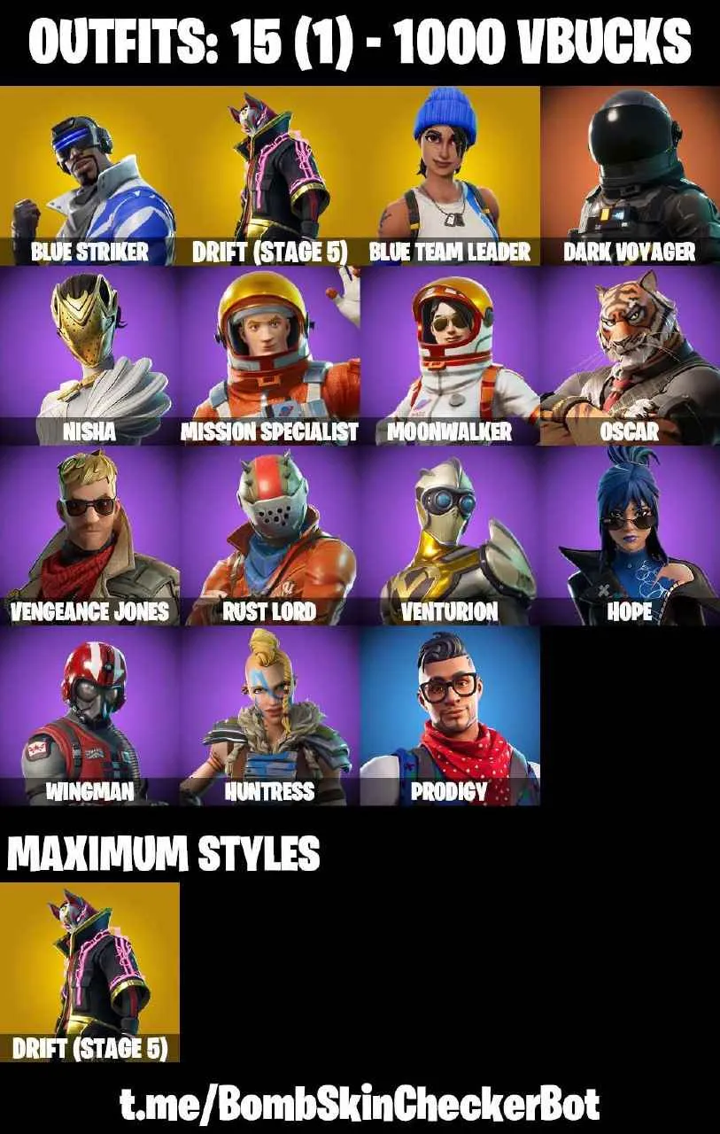 ❤️15 SKINS❤️TAKE THE L❤️ORANGE JUSTICE❤️BLUE TEAM LEADER❤️HOPE❤️DRIFT(STAGE 5)❤️NISHA❤️OSCAR❤️MOONWALKER❤️MISSION SPECIALIST❤️VENTURION❤️PRODIGY❤️RUST BUCKET❤️PEELY WHIP❤️CAN PLAY ON PSN❤️XBOX❤️PC❤️NINTENDO❤️MOBILE❤️1000 VBUCKS❤️FULL EMAIL ACCESS❤️