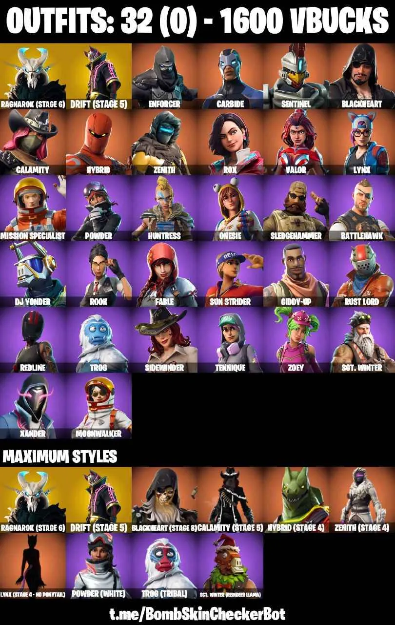 ❤️32 SKINS❤️TAKE THE L❤️ORANGE JUSTICE❤️ZOEY❤️ROOK❤️ONESIE❤️DRIFT(STAGE 5)❤️RAGNAROK(STAGE 6)❤️LYNS(STAGE 4)❤️CALAMITY(STAGE 5)❤️BLACKHERAT(STAGE 8)❤️RUST BUCEKT❤️TAKE THE ELF❤️CAN PLAY ON PSN❤️XBOX❤️PC❤️NINTENDO❤️MOBILE❤️1600 VBUCKS❤️FULL EMAIL ACCESS❤️