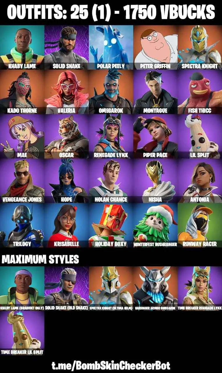 ❤️25 SKINS❤️HOPE❤️NISHA❤️POLAR PEELY❤️SPECTRA KNIGHT(MAX)❤️RAGNAROK(MAX)❤️MAE❤️CAN PLAY ON PSN❤️XBOX❤️PC❤️NINTENDO❤️MOBILE❤️1750 VBUCKS❤️FULL EMAIL ACCESS❤️