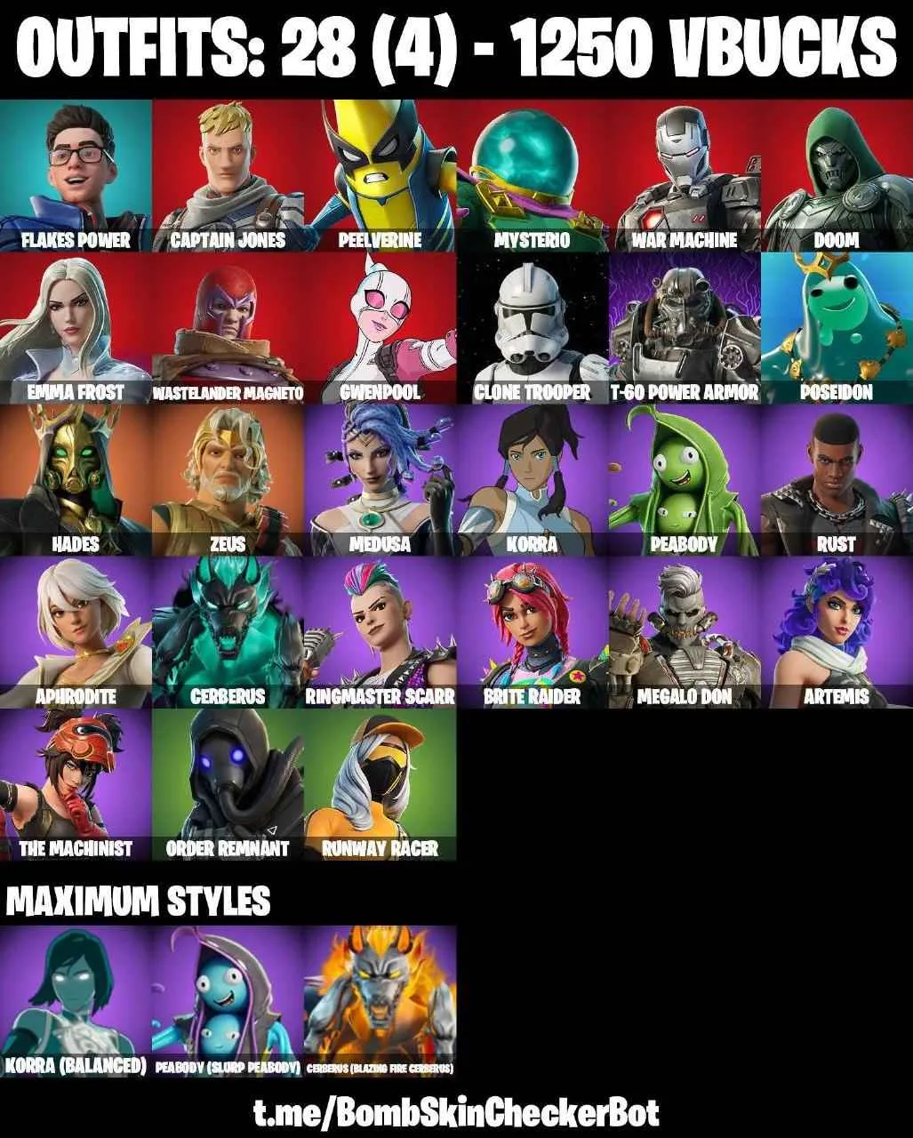 ❤️22 SKINS❤️CLONE TROOPER❤️ARTEMIS❤️MEDUSA❤️BRITE RAIDER❤️APHRODITE❤️ORDER RENANT❤️RUNWAY RACER❤️NEEDLE DROPPER❤️PEELY WHIP❤️CAN PLAY ON PSN❤️XBOX❤️PC❤️NINTENDO❤️MOBILE❤️1250 VBUCKS❤️FULL EMAIL ACCESS❤️