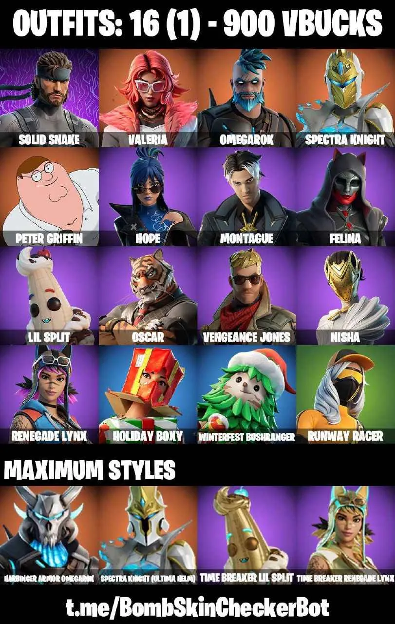 ❤️16 SKINS❤️HOPE❤️NISHA❤️SPECTRA KNIGHT(MAX)❤️RUNWAY RACER❤️RAGNAROK(MAX)❤️PEELY WHIP❤️CAN PLAY ON PSN❤️XBOX❤️PC❤️NINTENDO❤️MOBILE❤️900 VBUCKS❤️FULL EMAIL ACCESS❤️