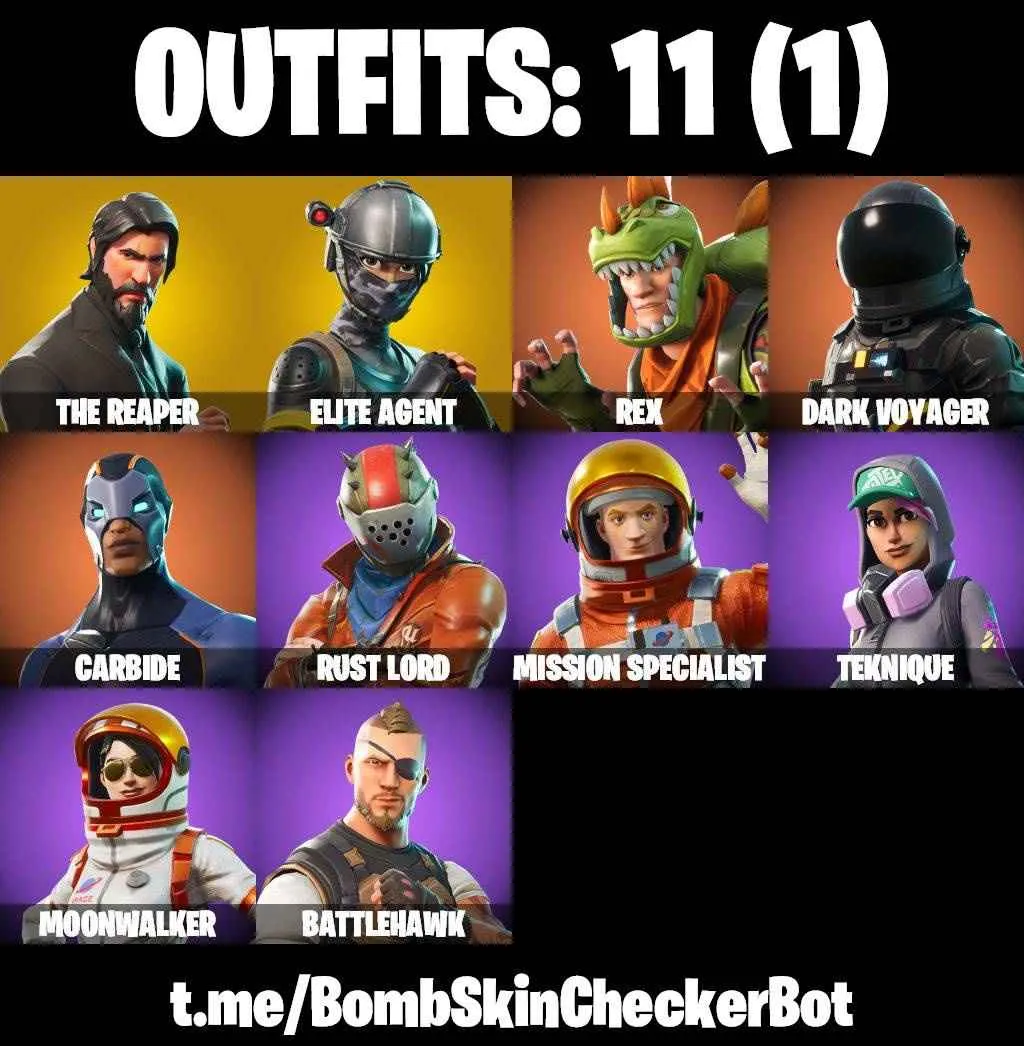 ❤️11 SKINS❤️TAKE THE L❤️THE REAPER❤️ELITE AGENT❤️REX❤️DARK VOYAGER❤️TEKNIQUE❤️RUST BUCEKT❤️CAN PLAY ON PSN❤️XBOX❤️PC❤️NINTENDO❤️MOBILE❤️550 VBUCKS❤️FULL EMAIL ACCESS❤️