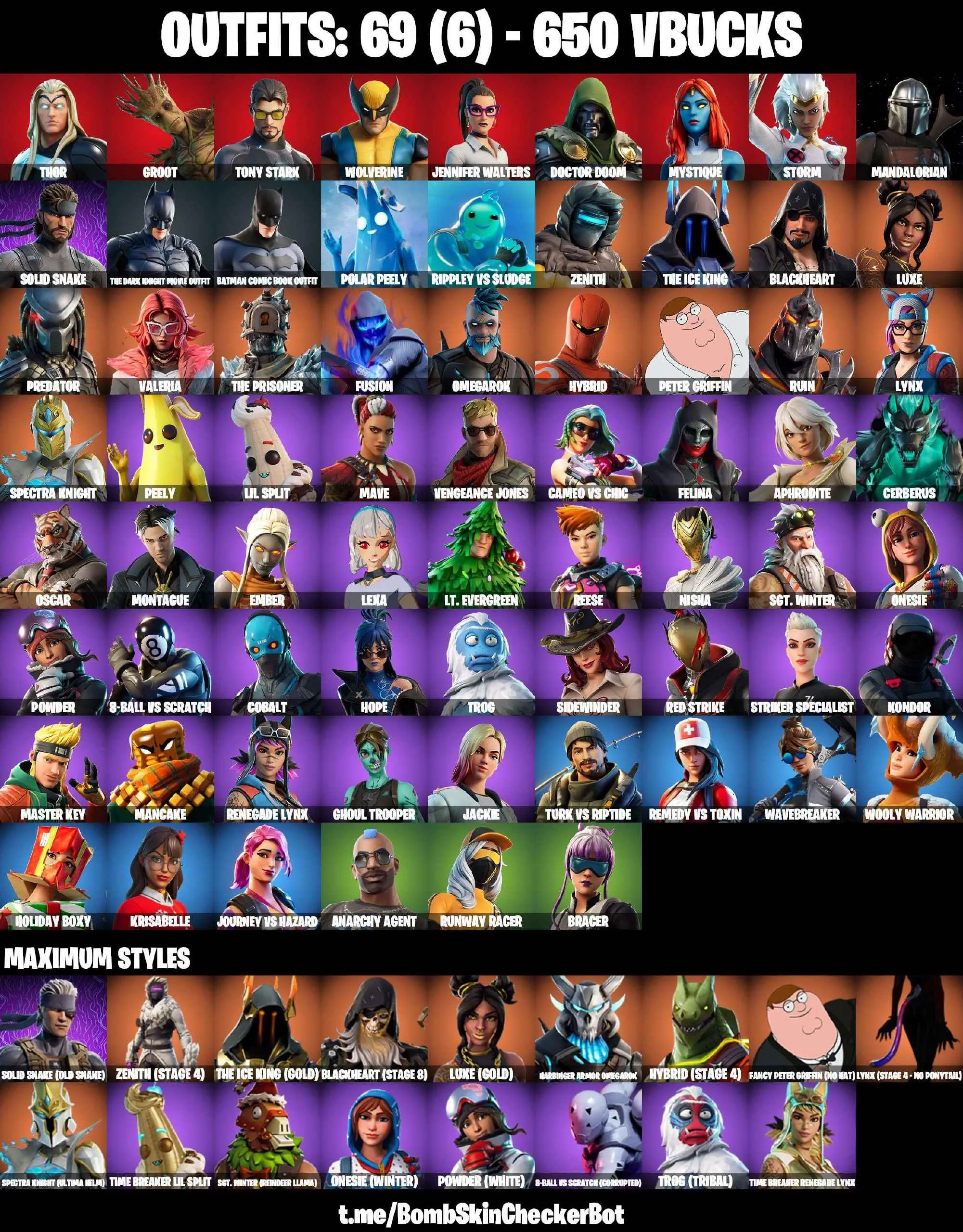 ❤️69 SKINS❤️GHOUL TROOPER❤️MANDALORIAN❤️PREDATOR❤️ONESIE(MAX)❤️HOPE❤️PEELY❤️WOLVERINE❤️MYSTIQUE❤️LYNX(STAGE 4)❤️ANARCHY AGENT❤️BRACER❤️RUNWAY RACER❤️SNOWFLAKE❤️ASTROWORLD CYCLONE❤️PEPPERMINT PICK❤️TAKE THE ELF❤️CAN PLAY ON PSN❤️XBOX❤️PC❤️NINTENDO❤️MOBILE❤️