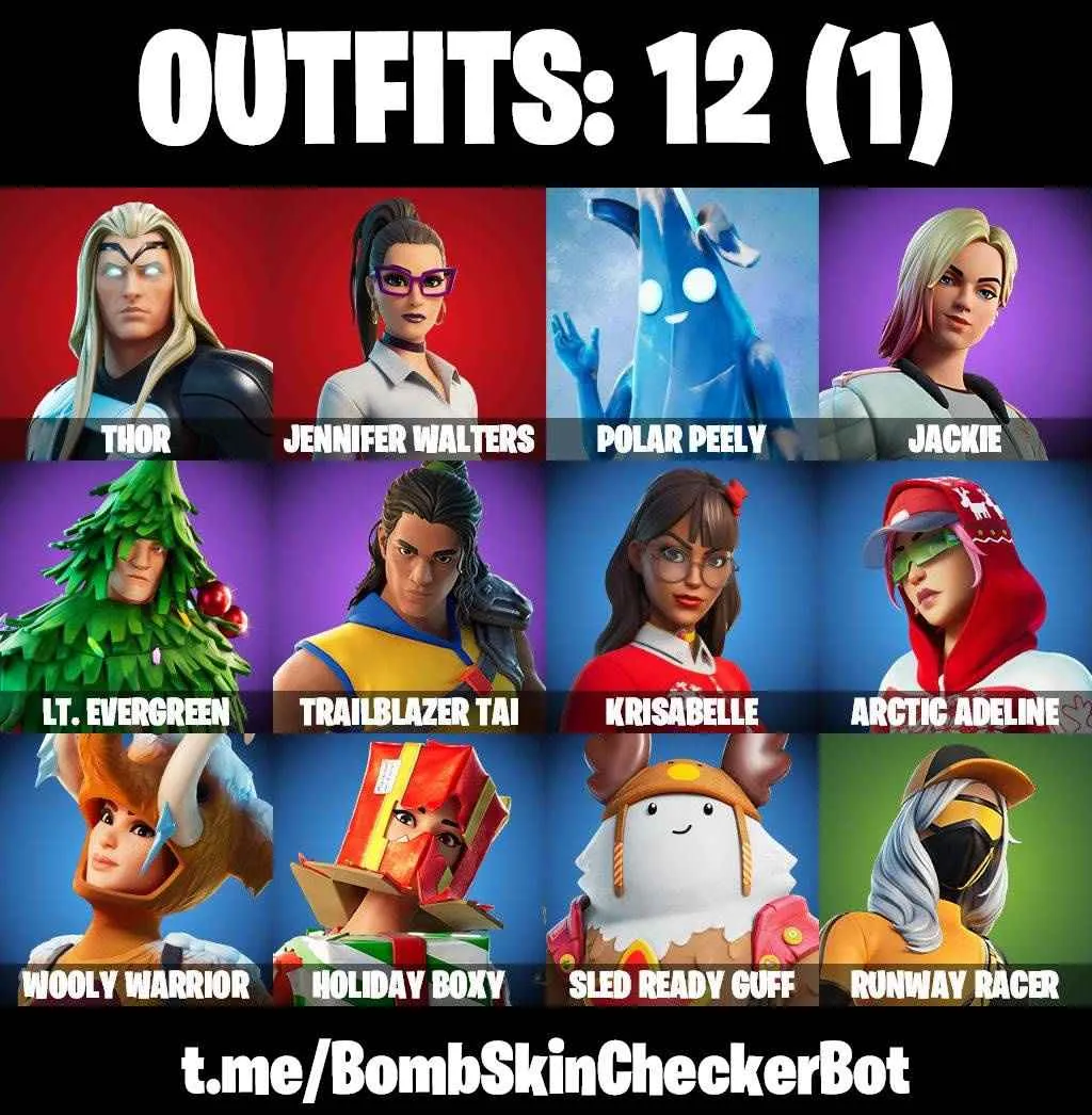 ❤️12 SKINS❤️ARCTIC ADELINE❤️JACKIE❤️JENNIFER WALTERS❤️THOR❤️RUNWAY RACER❤️POLAR PEELY❤️PEPPERMINT PICK❤️FISHSTICK JANKY❤️CAN PLAY ON PSN❤️XBOX❤️PC❤️NINTENDO❤️MOBILE❤️100 VBUCKS❤️FULL EMAIL ACCESS❤️
