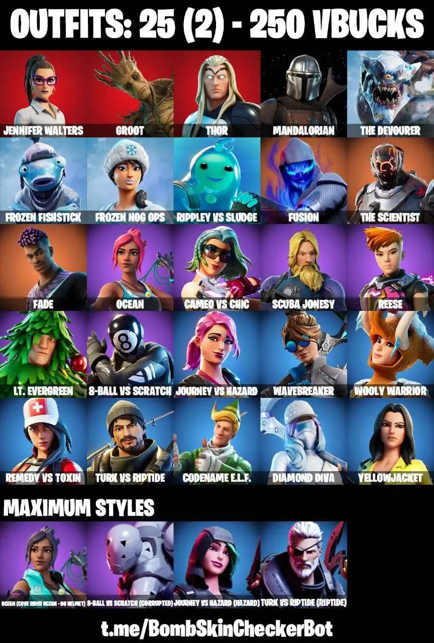 ❤️25 SKINS❤️MANDALORIAN❤️9-BALL(MAX)❤️WAVEBREAK❤️OCEAN(MAX)❤️FADE❤️FUSION❤️THE SCIENTIST❤️FROZEN FISHSTICK❤️PEPPPERMINT PICK❤️CAN PLAY ON PSN❤️XBOX❤️PC❤️NINTENDO❤️MOBILE❤️250 VBUCKS❤️FULL EMAIL ACCESS❤️