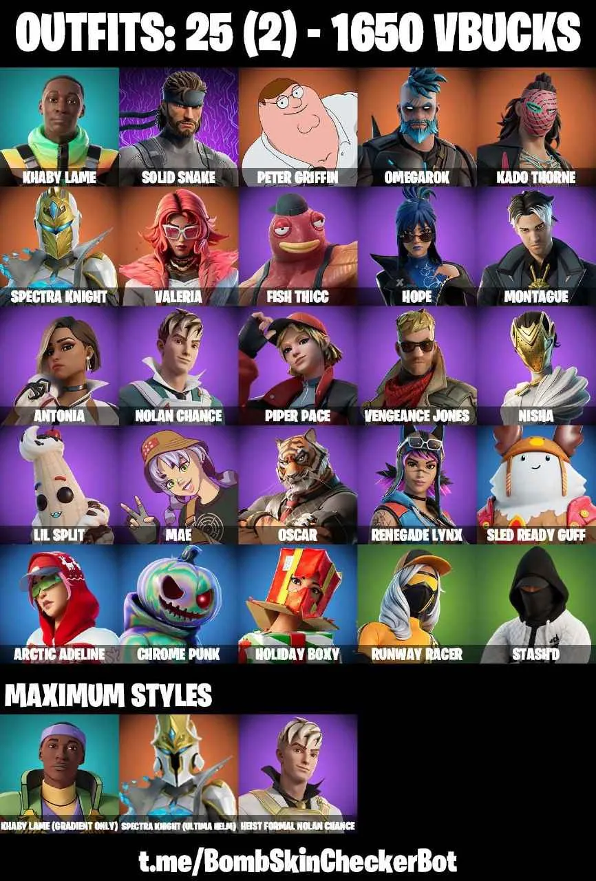 ❤️25 SKINS❤️HOPE❤️MAE❤️NISHA❤️SPECTRA KNIGHT(MAX)❤️FISH THICC❤️NISHA❤️OSCAR❤️STASHD❤️CAN PLAY ON PSN❤️XBOX❤️PC❤️NINTENDO❤️MOBILE❤️1650 VBUCKS❤️FULL EMAIL ACCESS❤️