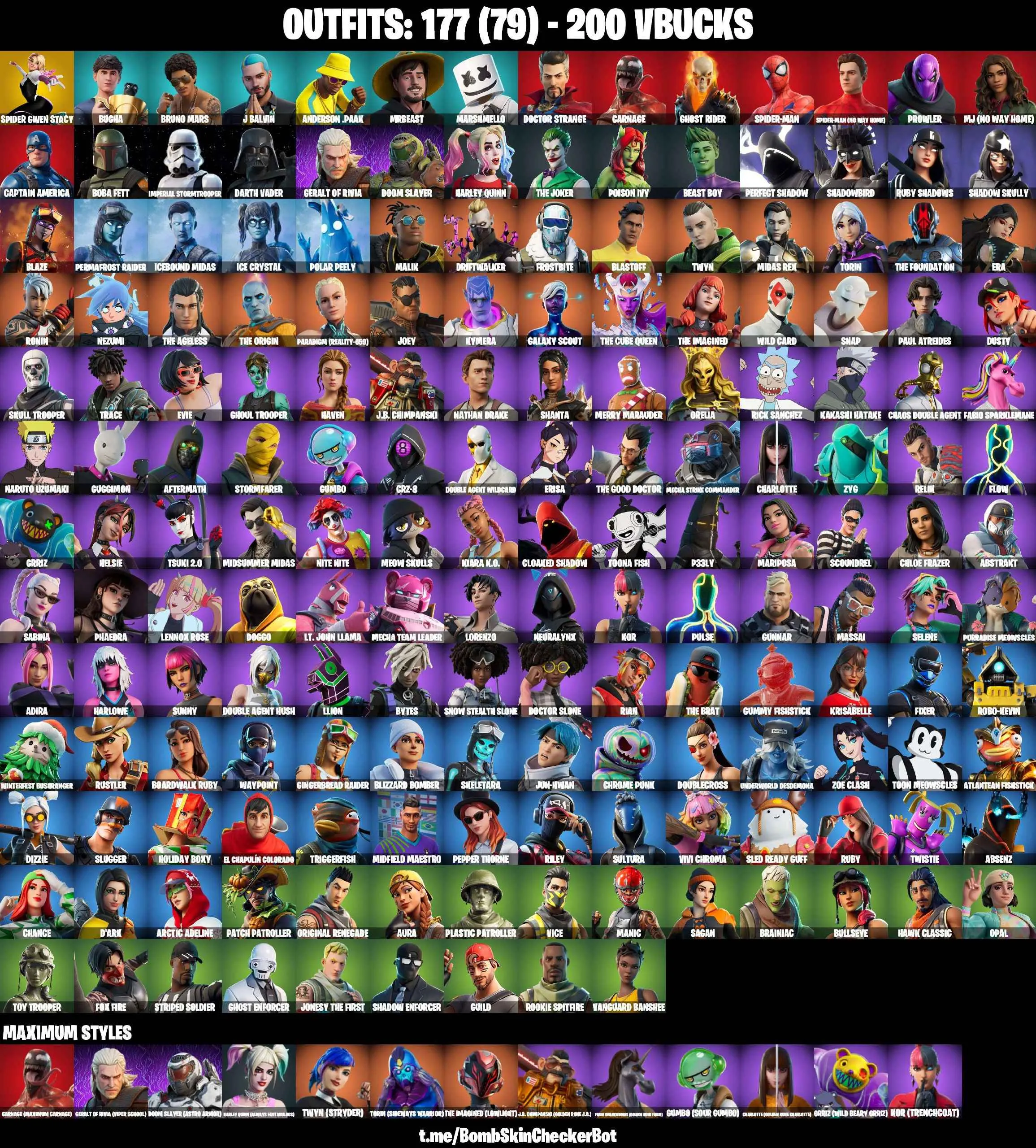 ❤️177 SKINS❤️PAUL ATREIDES❤️SKULL TROOPER❤️GHOUL TROOPER❤️SPIDER-GWEN STACY❤️GHSOT RIDER❤️SPIDER-MAN(NO WAY HOME)❤️MJ❤️SPIDER-MAN❤️BOBA FETT❤️IMPERIAL STORMTROOPER❤️DARTH VADER❤️POISON IVY❤️BRIANIAC❤️TOY TROOPER❤️PLASTIC PATROLLER❤️NATHAN DRAKE❤️SCOUNDREL❤️
