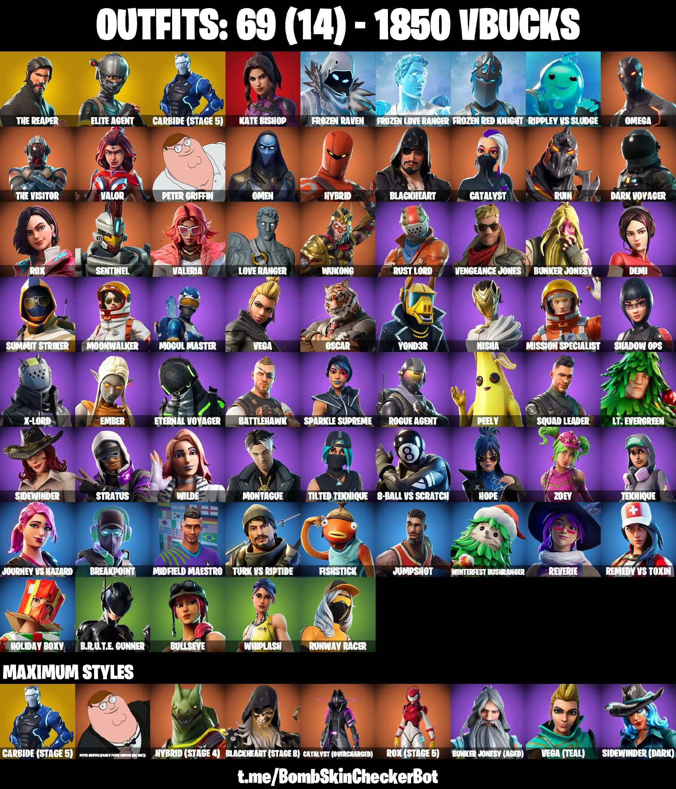 ❤️69 SKINS❤️TAKE THE L❤️THE REAPER❤️ELITE AGENT❤️OMEGA❤️WHIPLASH❤️CATALYST(MAX)❤️ORANGE JUSTICE❤️MOGUL MASTER❤️ZOEY❤️REVERIE❤️HOPE❤️BULSSEYE❤️CARBIDE(STAGE 5)❤️PEELY❤️SNOWFLAKE❤️ASTROWORLD CYCLONE❤️ICE BREAKER❤️PEPPERMINT PICK❤️CAN PLAY ON PSN❤️XBOX❤️PC❤️