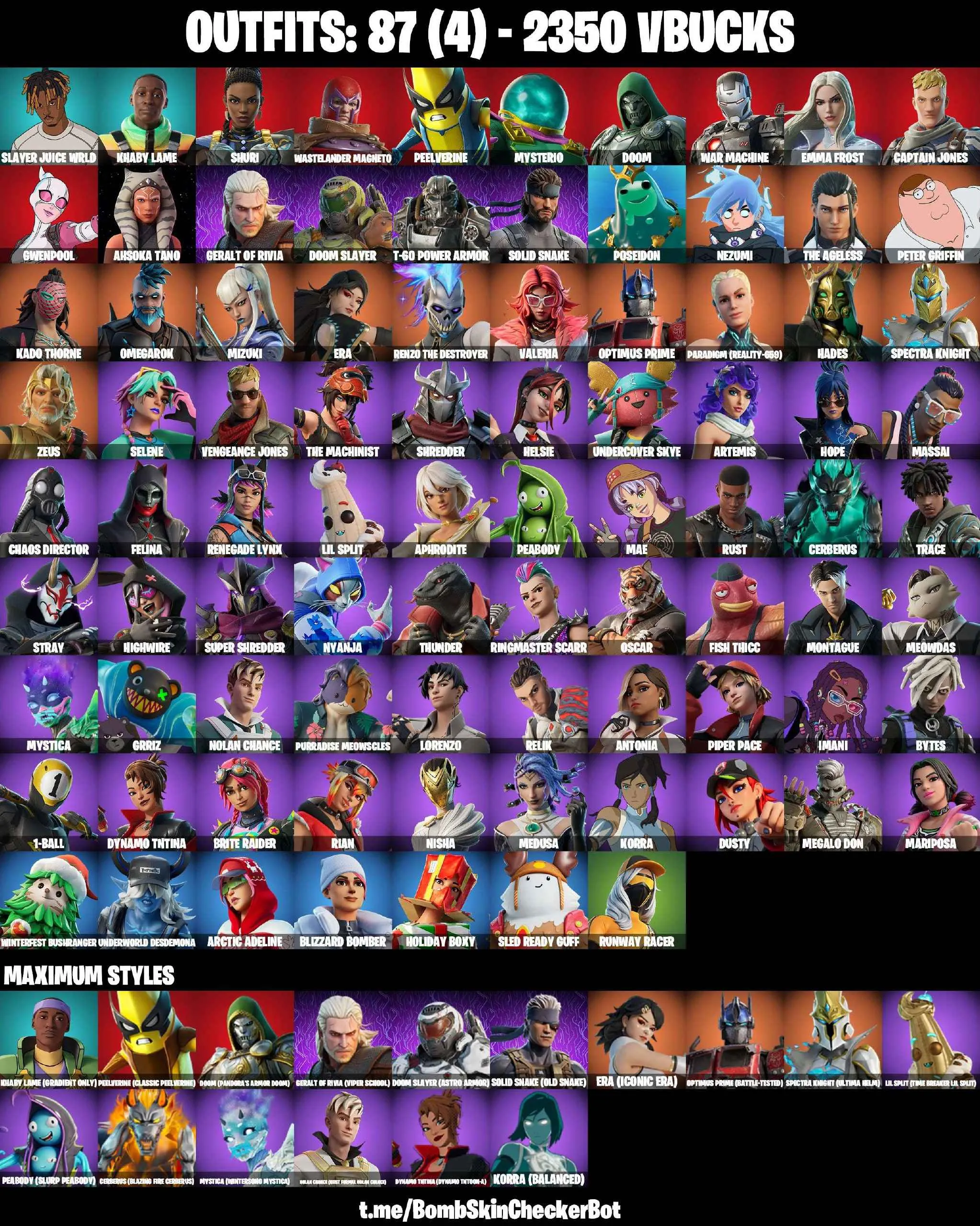❤️87 SKINS❤️AHSOKA TANO❤️ERA(MAX)❤️MYSTICA(MAX)❤️HELSIE❤️ARTEMIS❤️MARIPOSA❤️BYTES❤️ARCTIC ADELINE❤️RENZO THE DESTROYER❤️MIZUKI❤️RUNWAY RACER❤️ASTROWORLD CYCLONE❤️CAN PLAY ON PSN❤️XBOX❤️PC❤️NINTENDO❤️MOBILE❤️2350 VBUCKS❤️FULL EMAIL ACCESS❤️