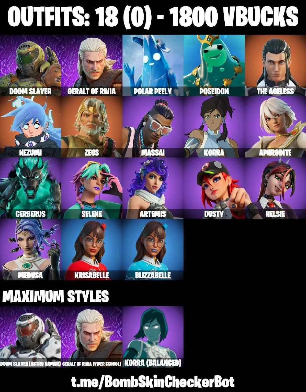 ❤️18 SKINS❤️HELSIE❤️ARTEMIS❤️MEDUSA❤️APHRODITE❤️ZEUS❤️SELENE❤️DUSTY❤️POLAR PEELY❤️NEZUMI❤️CAN PLAY ON PSN❤️XBOX❤️PC❤️NINTENDO❤️MOBILE❤️1800 VBUCKS❤️FULL EMAIL ACCESS❤️