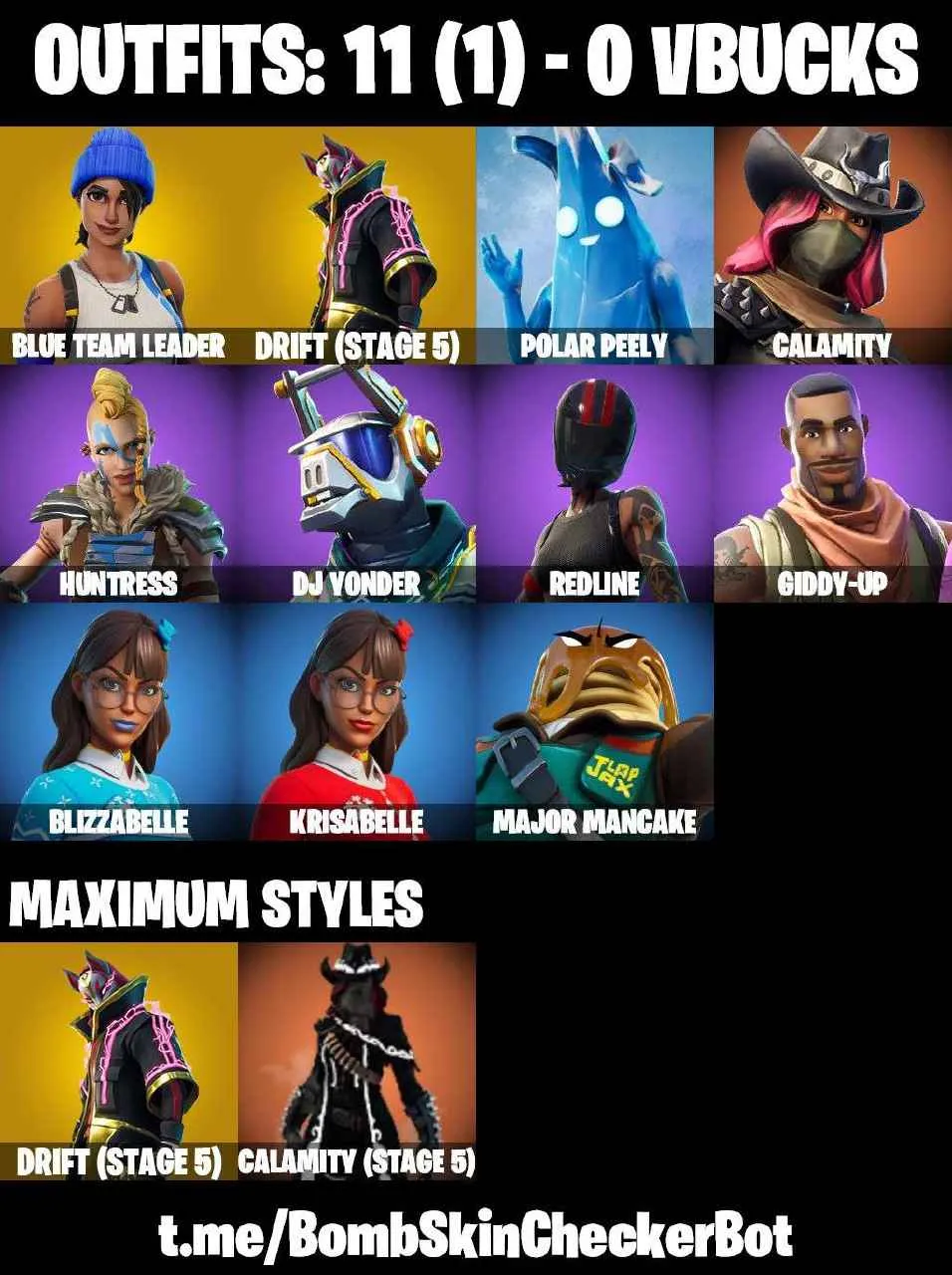 ❤️11 SKINS❤️MAKO❤️BLUE TEAM LEADER❤️DRIFT(STAGE 5)❤️CALAMITY(STAGE 5)❤️POLAR PEELY❤️REDLINE❤️HUNTRESS❤️SNOWFLAKE❤️RUST BUCKET❤️CAN PLAY ON PSN❤️XBOX❤️PC❤️NINTENDO❤️MOBILE❤️0 VBUCKS❤️FULL EMAIL ACCESS❤️