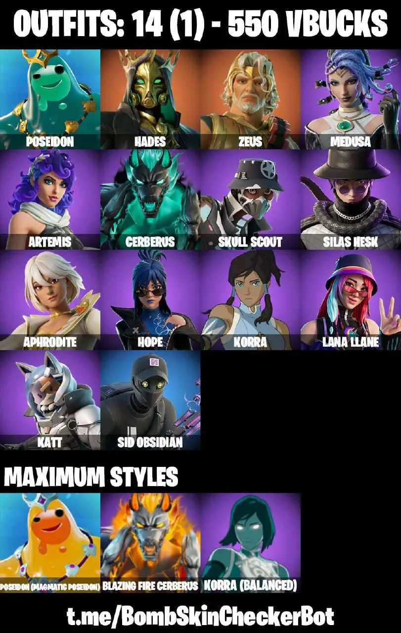❤️14 SKINS❤️ARTEMIS❤️HOPE❤️MEDUSA❤️APHRODITE❤️ZEUS❤️HADES❤️LANA LLANE❤️REAL SLIM SHADY❤️PEELY WHIP❤️CAN PLAY ON PSN❤️XBOX❤️PC❤️NINTENDO❤️MOBILE❤️550 VBUCKS❤️FULL EMAIL ACCESS❤️