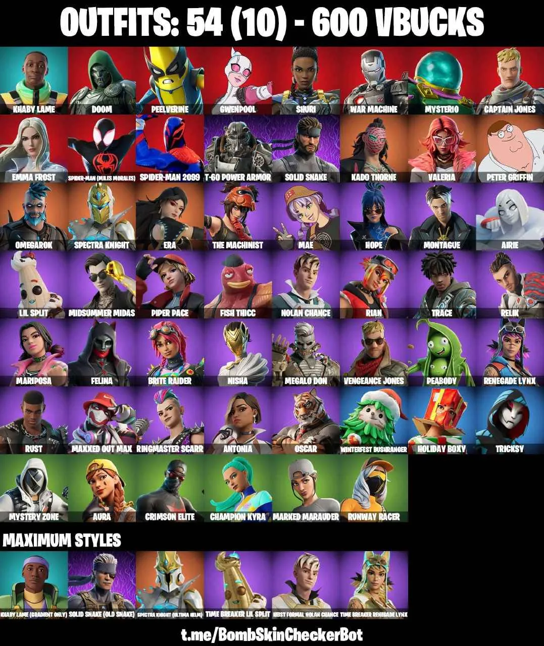 ❤️54 SKINS❤️GET GRIDDY❤️SPIDER-MAN(MILES MORALES)❤️SPIDER-MAN 2099❤️AURA❤️HOPE❤️MARIPOSA❤️CHAMPION KYRA❤️CRIMSON ELITE❤️MARKED MARAUDER❤️MYSTERY ZONE❤️RUNWAY RACER❤️ICE BREAKER❤️CAN PLAY ON PSN❤️XBOX❤️PC❤️NINTENDO❤️MOBILE❤️600 VBUCKS❤️FULL EMAIL ACCESS❤️