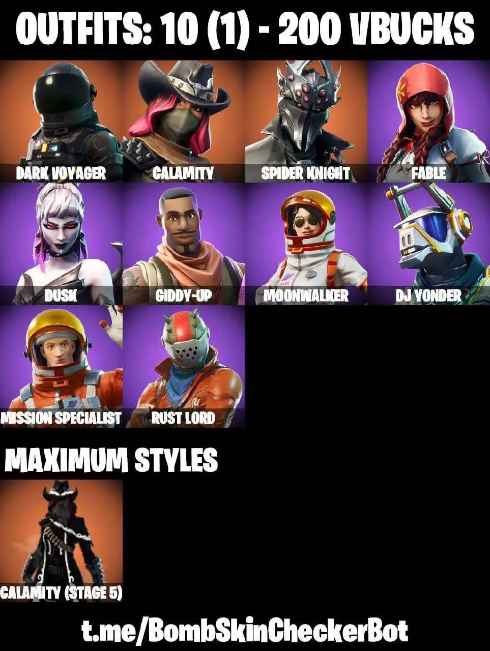 ❤️10 SKINS❤️76 COSMETICS❤️TAKE THE L❤️CALAMITY(STAGE 5)❤️FABLE❤️MOONWALKER❤️RUST BUCKET❤️HOT MARAT❤️PEELY WHIP❤️CAN PLAY ON PSN❤️XBOX❤️PC❤️NINTENDO❤️MOBILE❤️200 VBUCKS❤️FULL EMAIL ACCESS❤️