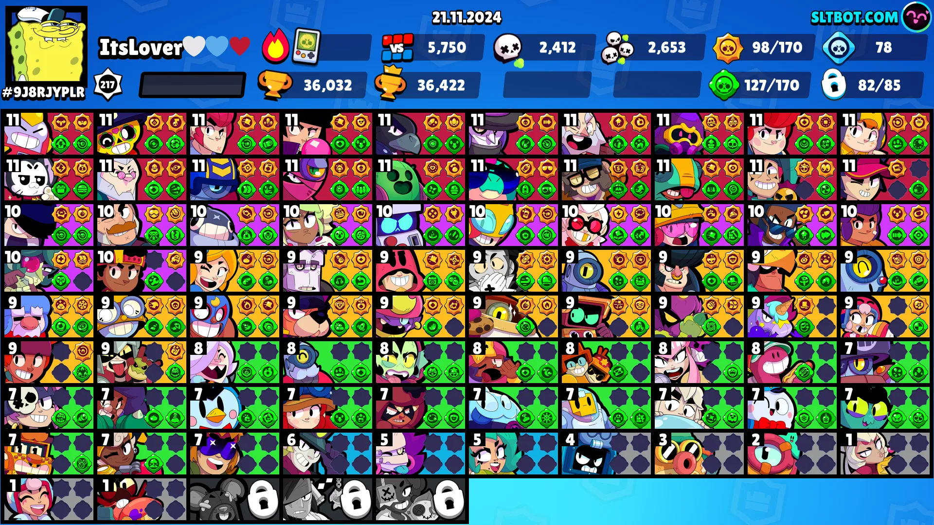 36.000 TROPHY ⭐ 82 BRAWLERS ⭐ 127 SKINS ⭐ 20 MAX ⭐ 9 HYPERCHARGE ⭐ INSTANT DELIVERY ⭐ FULL ACCESS ⭐ SEE SCREENSHOTS