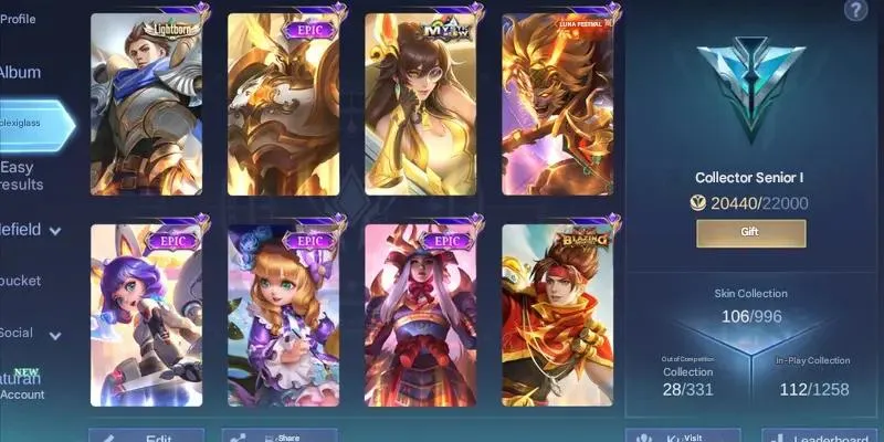 ML550 Hero 77 | 106 Skins | 18 Epic | Collector Senior I | Mythic Champion