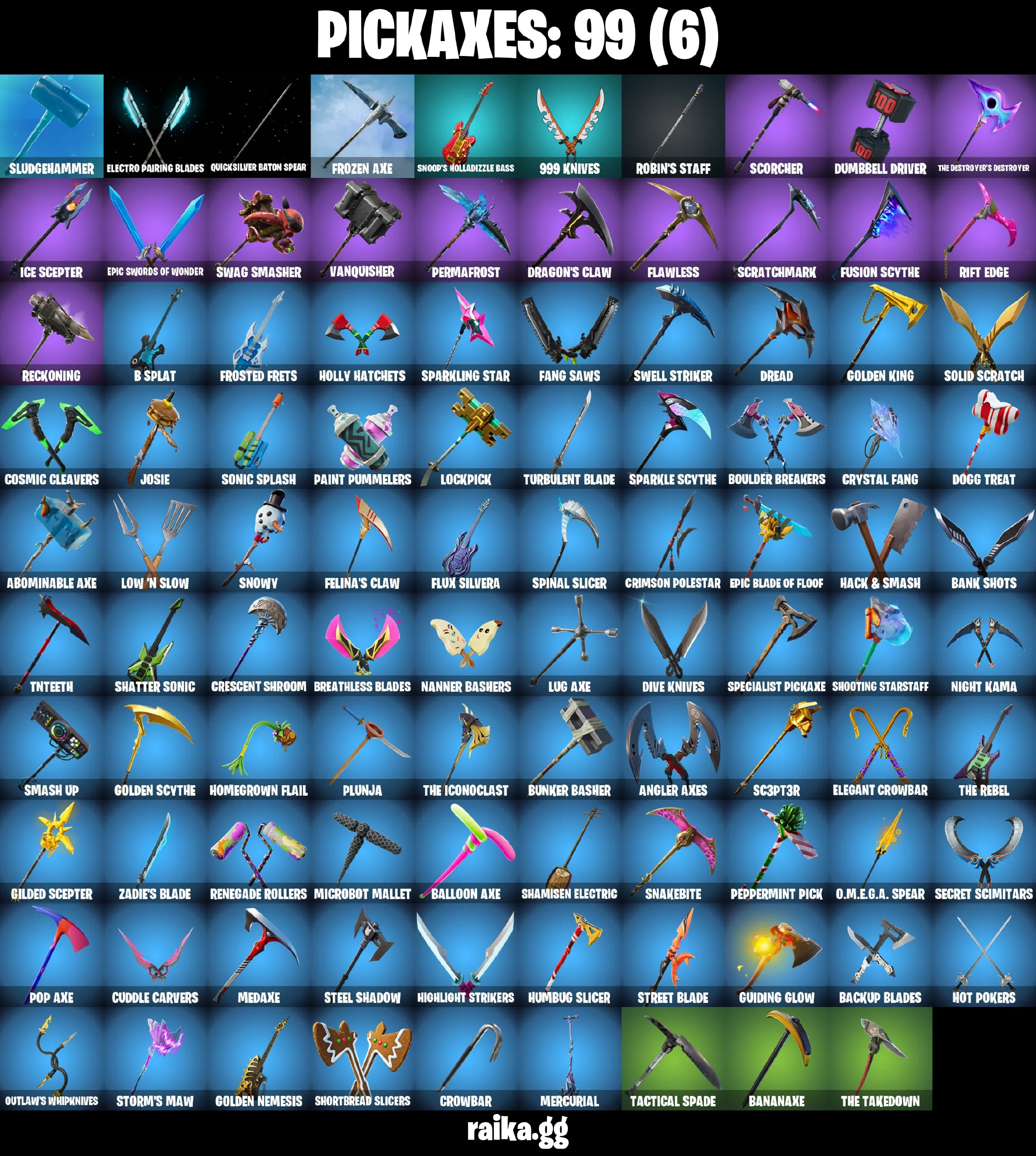 ❤️83 skins❤️Glow❤️Gold Midas❤️Gold TNTina❤️Gold Brutus❤️Deadpool❤️Take The Elf❤️Tart Tycoon❤️Calamity (Stage 5)❤️Drift (Stage 5)