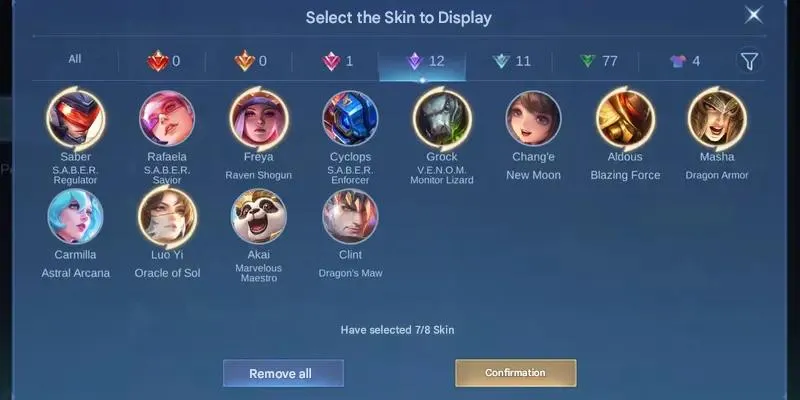 ML556 Hero 95 | 105 Skins | 1 Collector | 12 Epic | Raven Shogun | S.A.B.E.R. | Collector Senior II