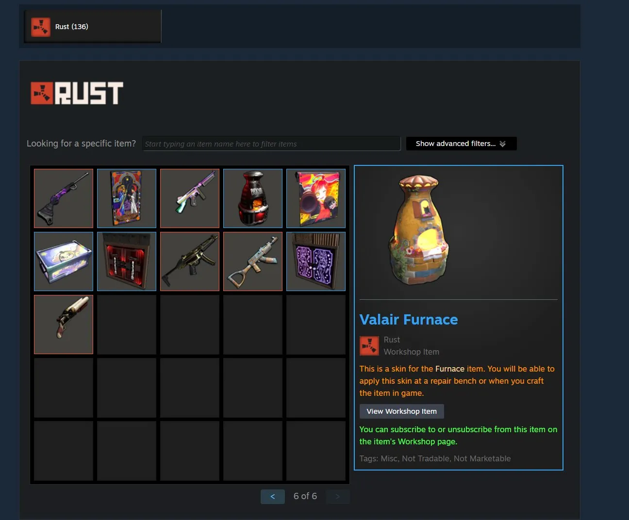 RT216 700-900 Hours 136+ Twitch Drops Valair Furnace Skin Workshop Glows Workshop Items Guns Jackets Boots Doors Fridges Lockers Many Skins PC RU Region