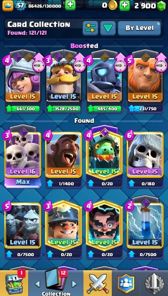 CR538 Max Arena 24 10k Trophies lvl 57 Full 121 Cards 20 Legendary 6 Evolutions 42 Emotes Hog Rider Graveyard Deck 2900 Gems