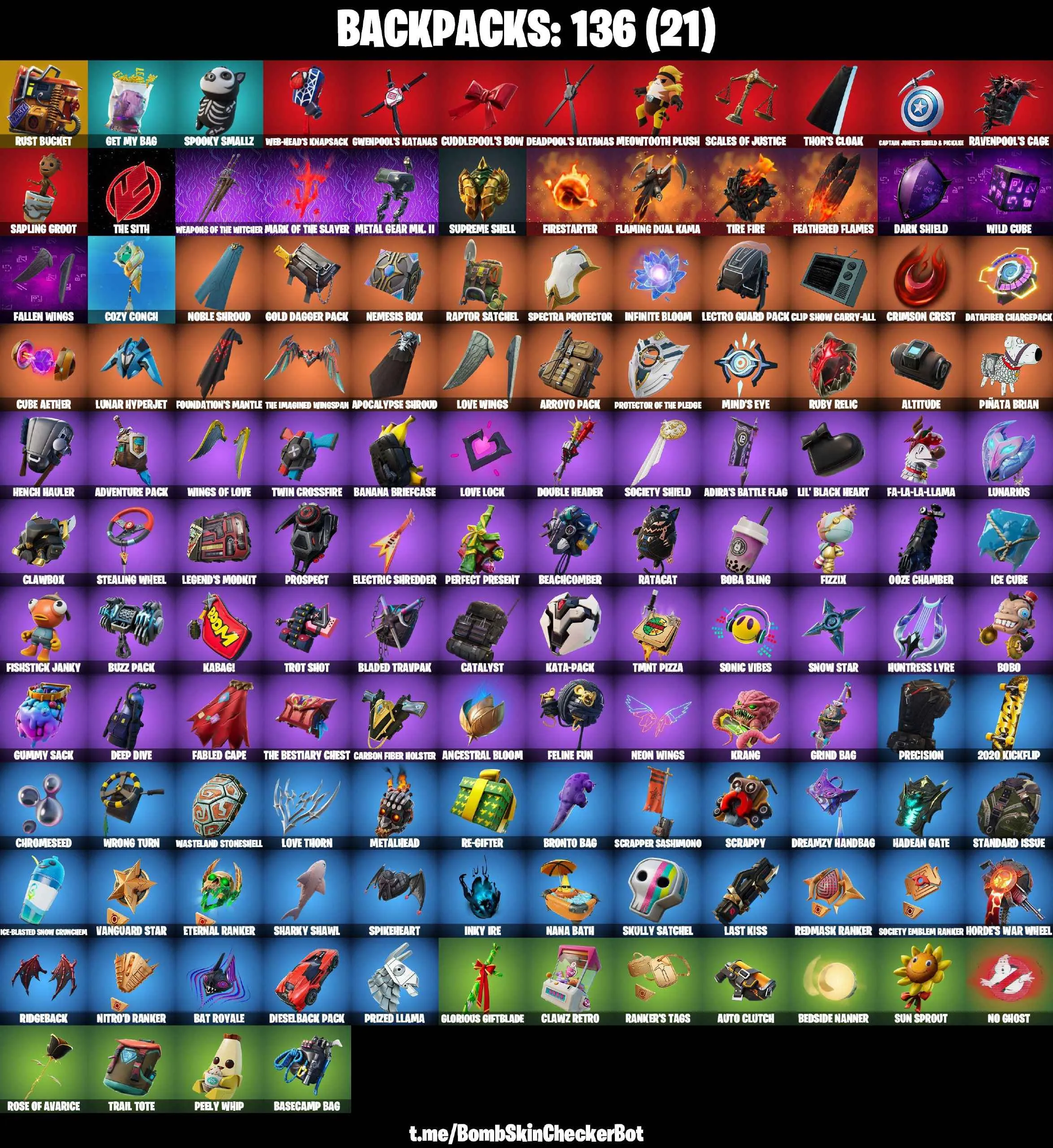 ❤️116 SKINS❤️BACKLASH❤️MINA PARK❤️RAVENPOOL❤️CUDDLEPOOL❤️GILDED SPIDER-MAN❤️LAUGH IT UP❤️WINDMILL FLOSS❤️STAR WAND❤️GOLDEN MIDAS❤️DUMMY❤️MAYA❤️HELSIE❤️JULES❤️TSUKI 2.0❤️REVERIE❤️AURA❤️BULLSEYE❤️AGENT PEELY❤️SCARLET COMMANDER❤️RUST BUCKET❤️ASTROWORLD CYCLONE❤️