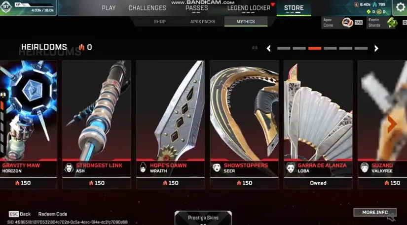 AP577 //Relic Garra de Alanza Loba (Mythic) + 33 Legendaries (K)