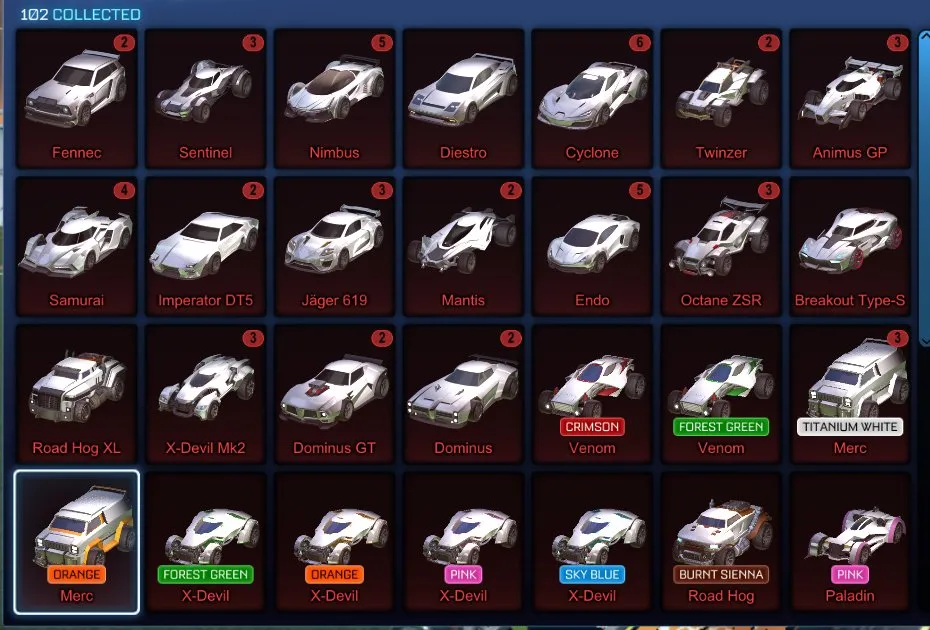 STOCK615 //Fennec, Over 350 Import, Black Market, Exotic Items – 47 Black Market, Titanium White Merc, Special Painted Cars (K)