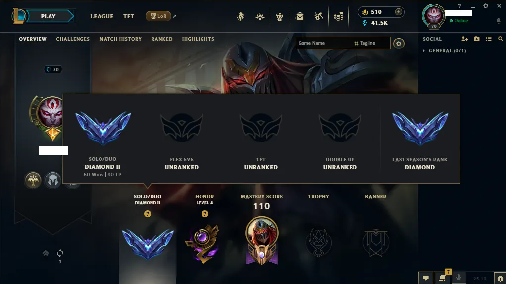 🏆EUW New Season ⌛HandMade⌛ Diamond 2 🚀  level 70⌛50 Champ 💯+20 SKIN  ❤️ Recovery Info✅unverified Email🚀 
