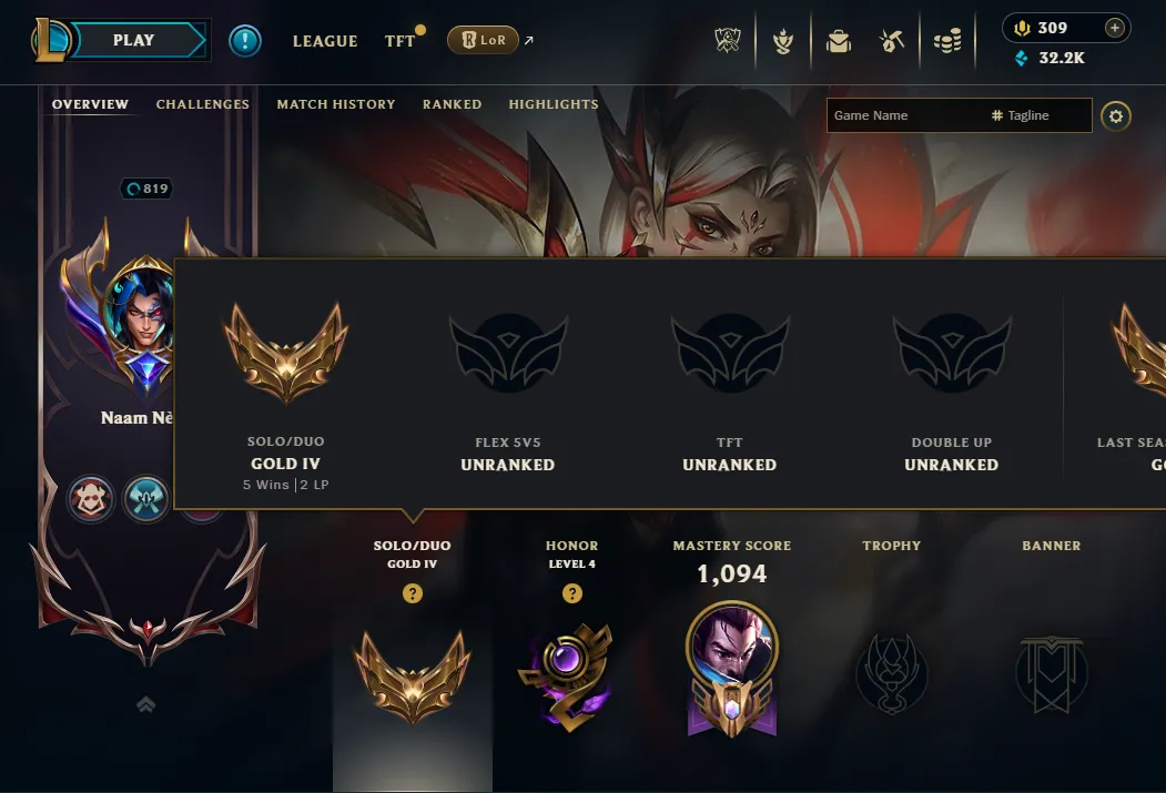 👑(EUW) GOLD IV (100% WR, HIGH ELO) 🚀900+ SKIN