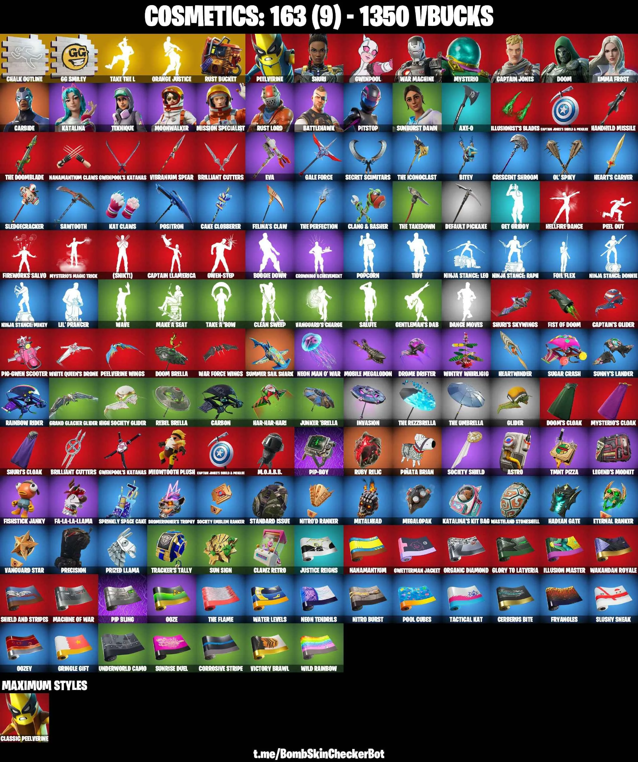 ❤️17 SKINS❤️TAKE THE L❤️ORANGE JUSTICE❤️TIDY❤️SUNBURST DAWN❤️TEKNIQUE❤️KATALINA❤️PEELVERINE(MAX)❤️PITSTOP❤️EMMA FROST❤️SHURI❤️RUST BUCEKT❤️CAN PLAY ON PSN❤️XBOX❤️PC❤️NINTENDO❤️MOBILE❤️1350 VBUCKS❤️FULL EMAIL ACCESS❤️