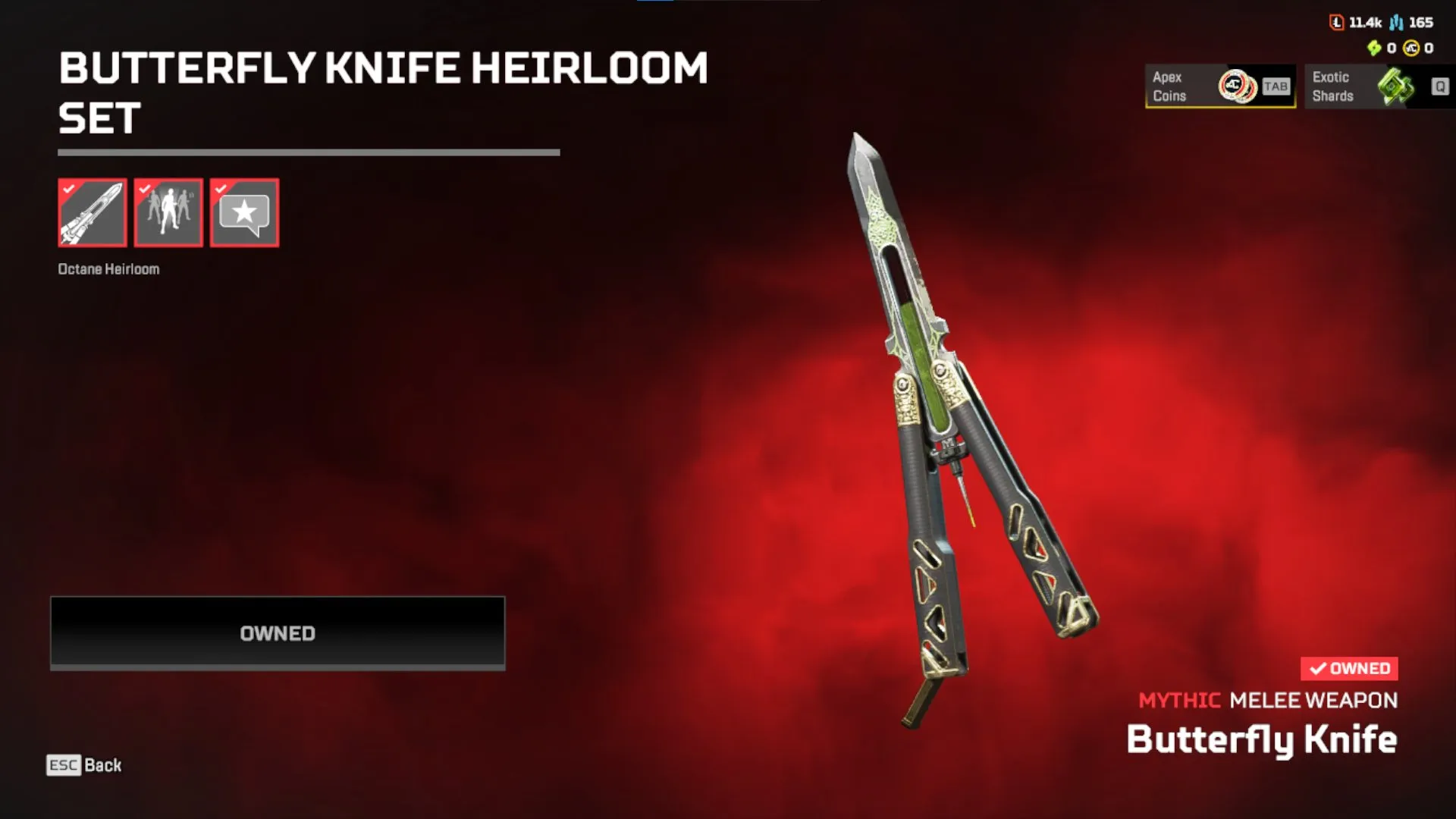 AP484 //Octane Relic, Butterfly Knife Heirloom, 39+ Legendary Skins, Officer Williams, Plague Doctor (K)