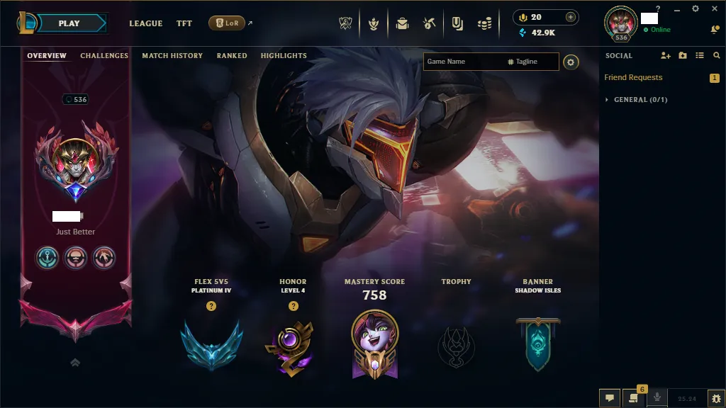 🌎EUNE🏆New Season S15 🎨 Skins +280 🏆Bronze 3 -Platinum 4 Flex ✅HandMade ✅Full Champions⭐ LVL 536 ✅ Full Recovery Info 🚀instant delivery