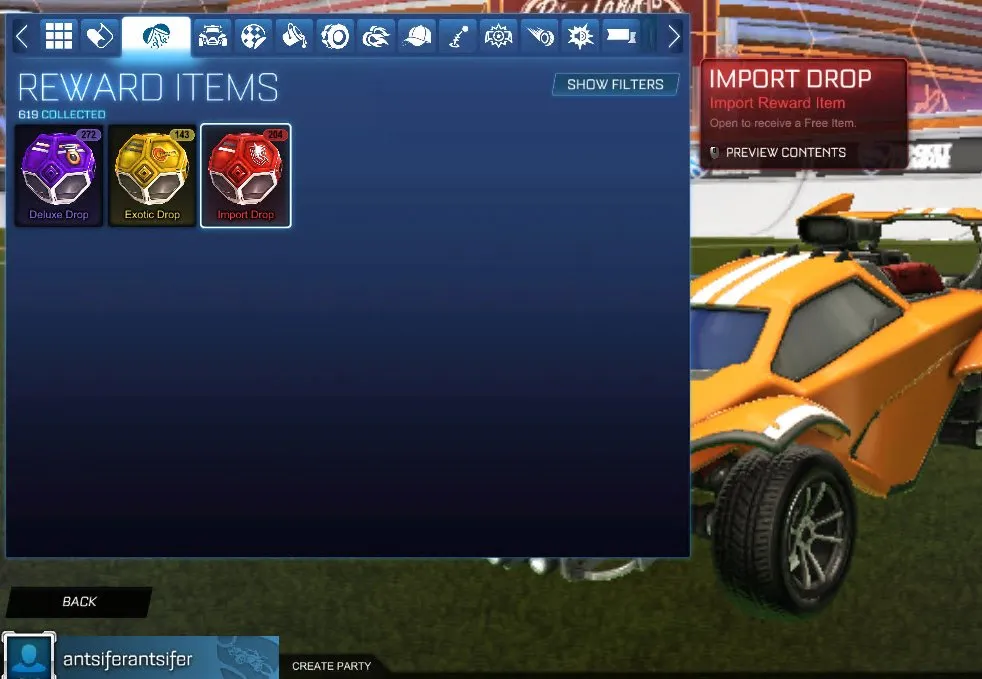 STOCK464 //619 Reward Drops (272 Deluxe, 143 Exotic, 204 Import) (K)