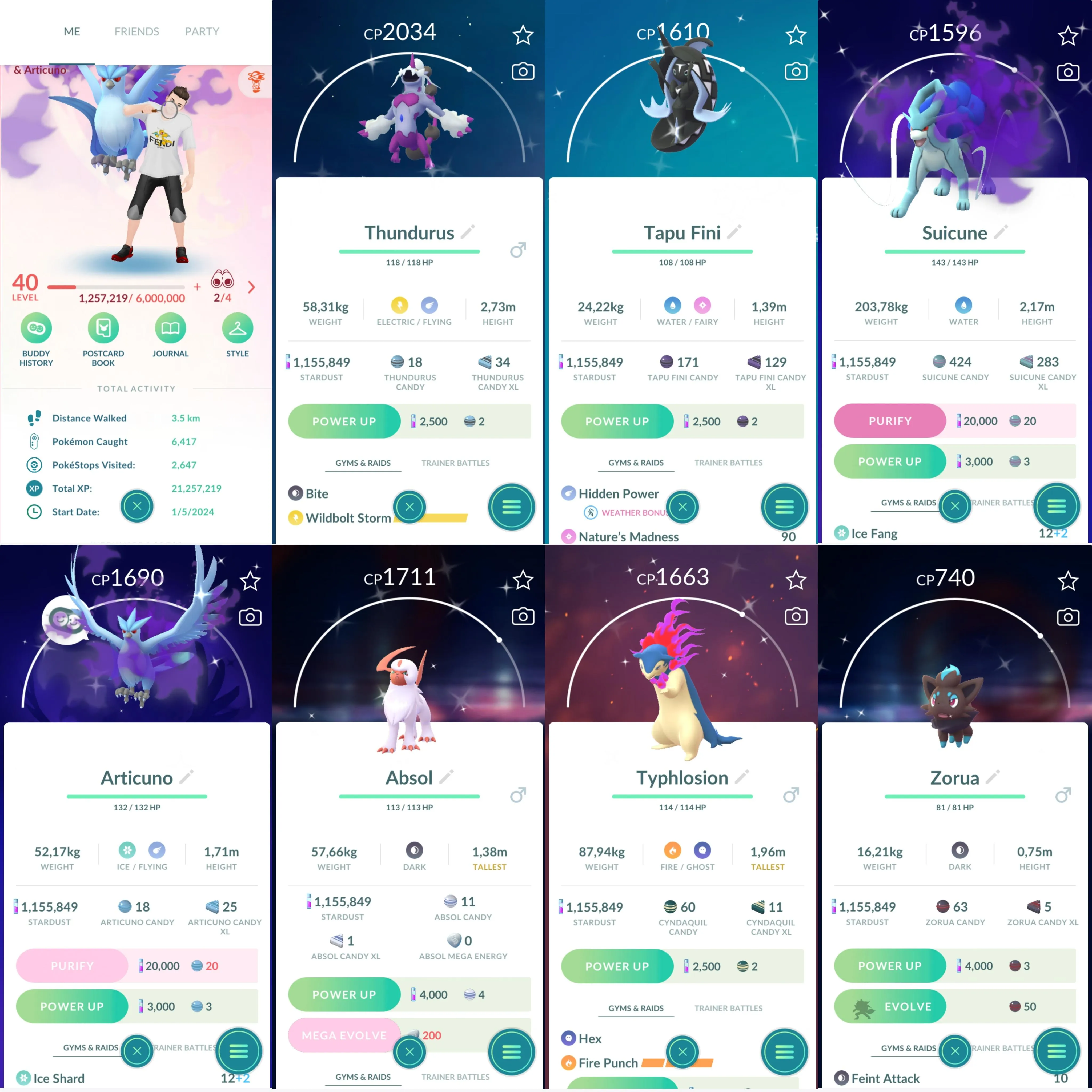 1055 LV40 Suicune100 Venusaur100 Shiny: zorua, mawile, delcatty, numel, zigzagoon, shadow suicune, shadow articuno