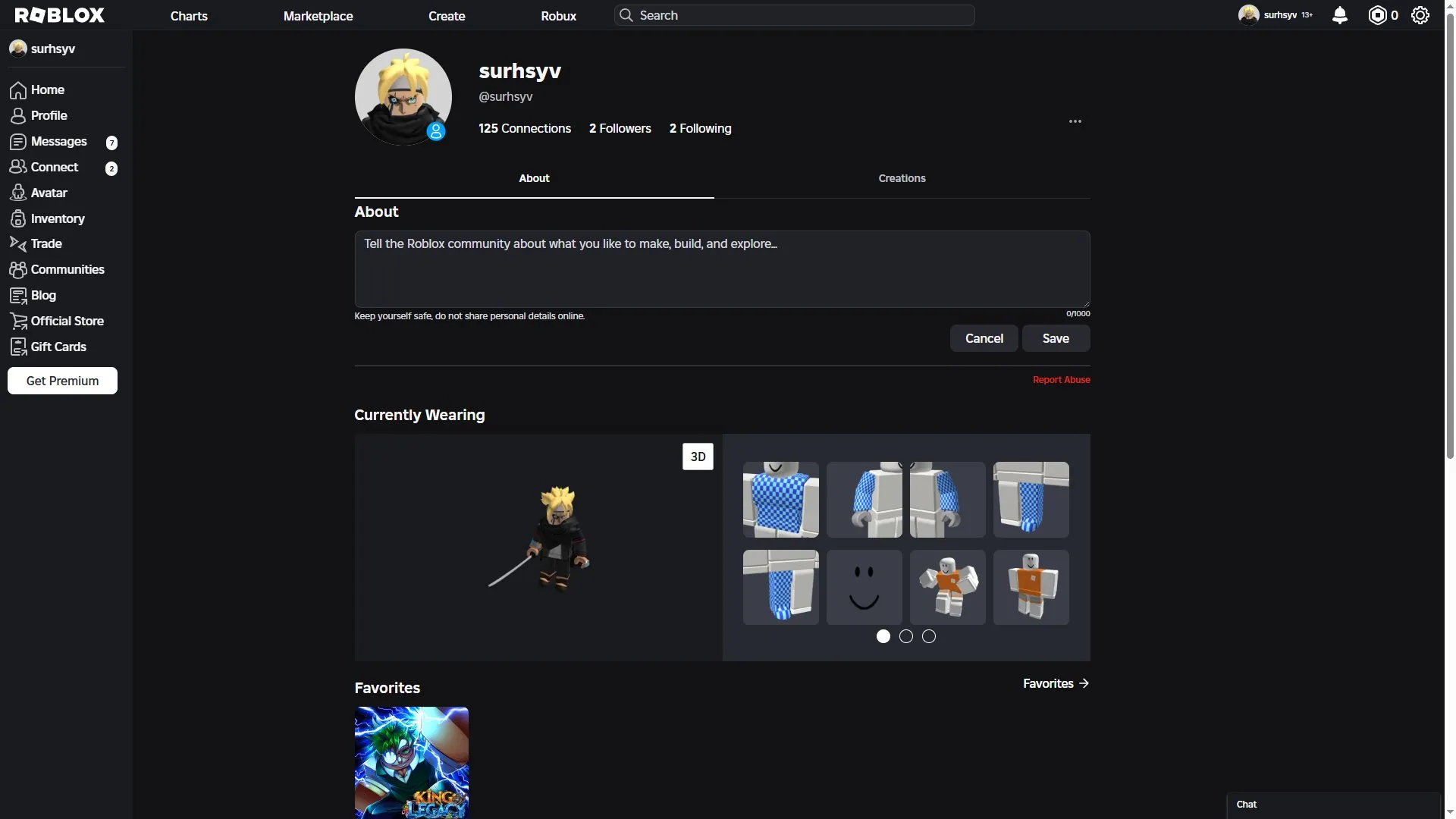 RBL3598 //Surhsyv RBX Account - 2800 All-Time Donations Gamepasses Limiteds Cool Avatar