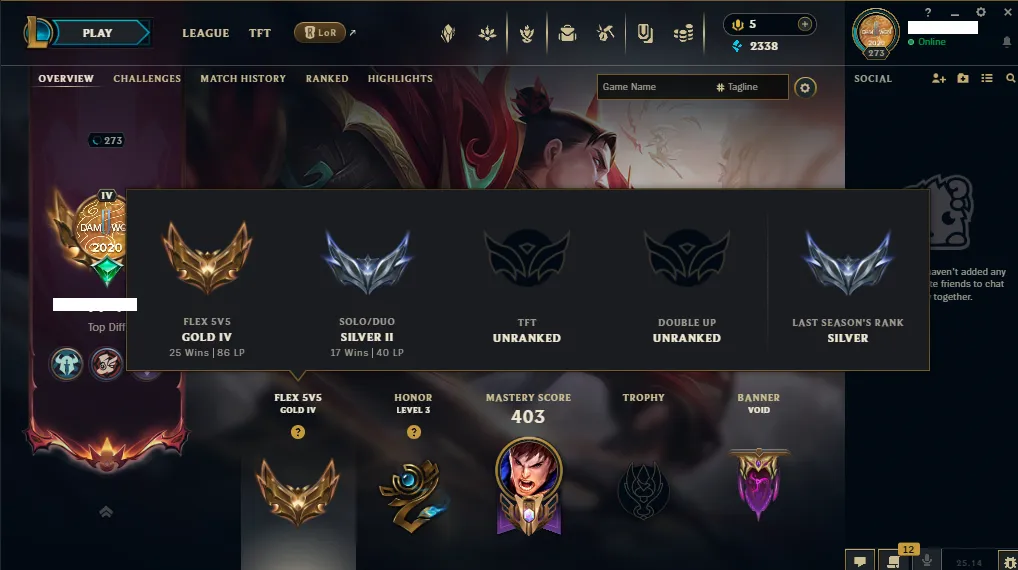 🏆 EUNE New Season⌛ Silver 2 🚀  level 273⌛166 Champ +113 (Loot 44) SKIN 🏆 Recovery Info ✅ 