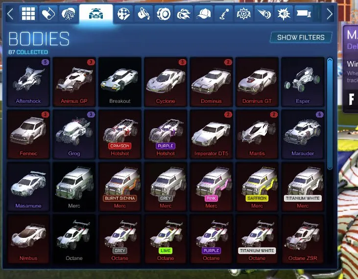 RL786 //TW Octane, Fennec, 150+ Exotic Chests, 87 Bodies Including Titanium White Merc & Octane, Special Skins (K)