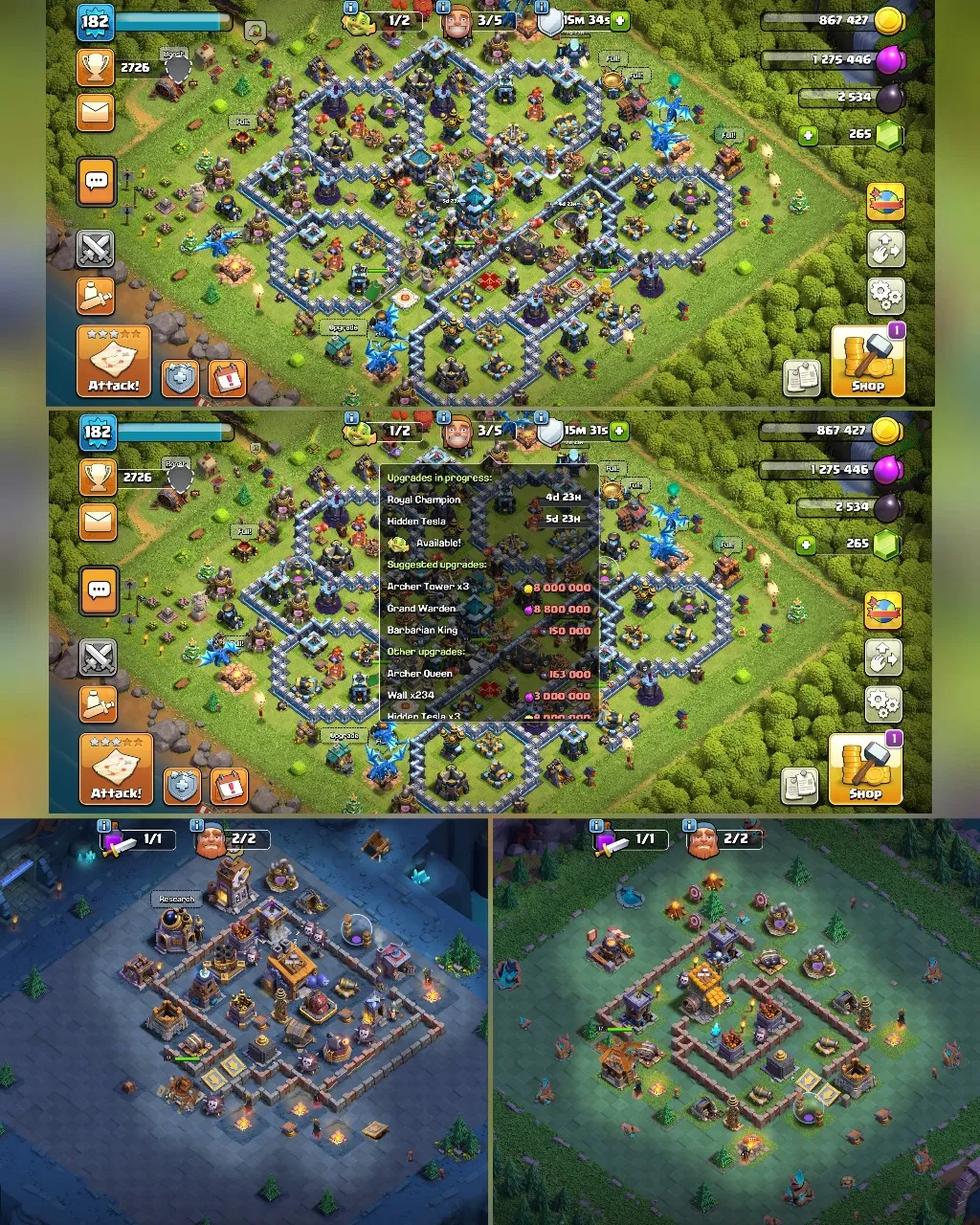 C052 TH13 - XP182 - 265 GEMS - CN 500 GEMS - BK60 SKIN PIXEL KING GG12 - AQ61 SKIN ICE QUEEN - GW41 SKIN WARDEN MASTER