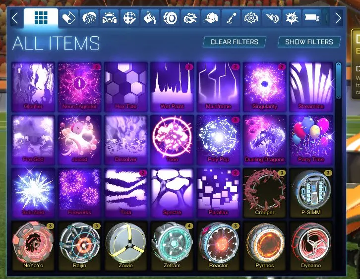 STOCK856 //Fennec Octane Crimson Imperium 30+ Cars 25 BMs Zowie Wheels Dark Matter (K)